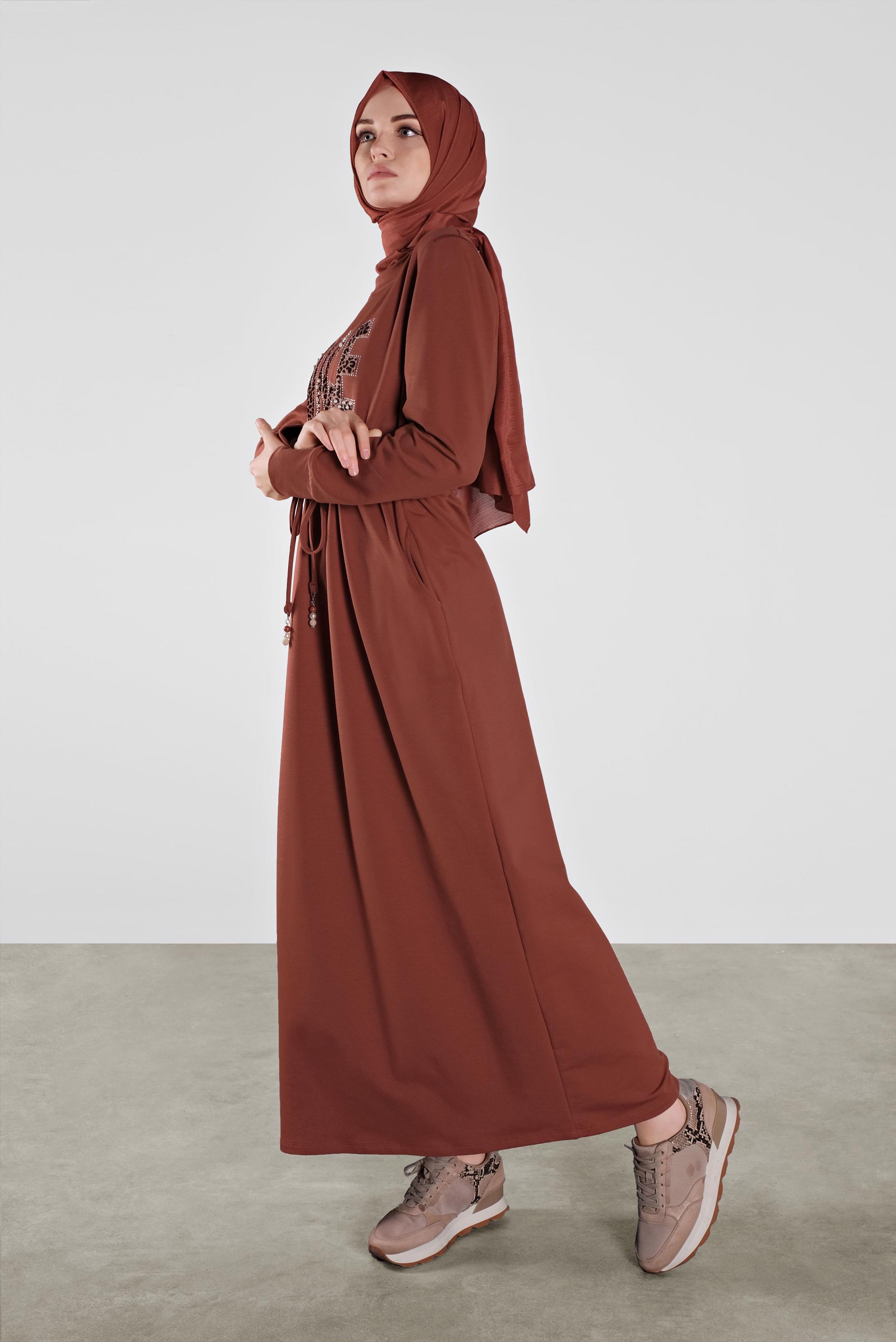 Vêtements hijab ORANGE ROBE SPORT À IMPRIMÉE 41101