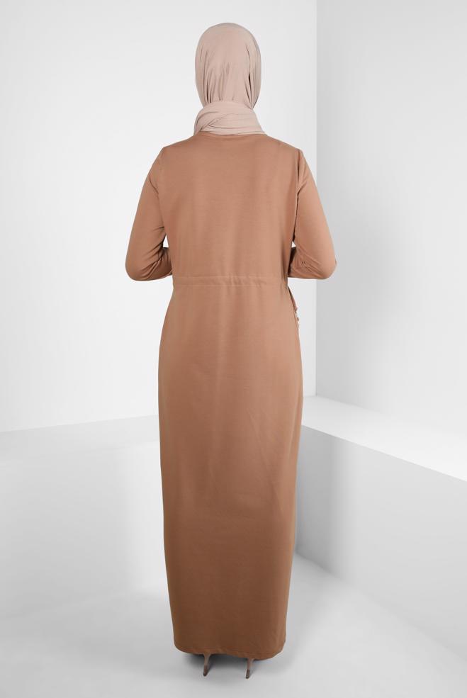 Vêtements hijab BRUN ROBE SPORT À IMPRIMÉE 41101 - ALVİNA