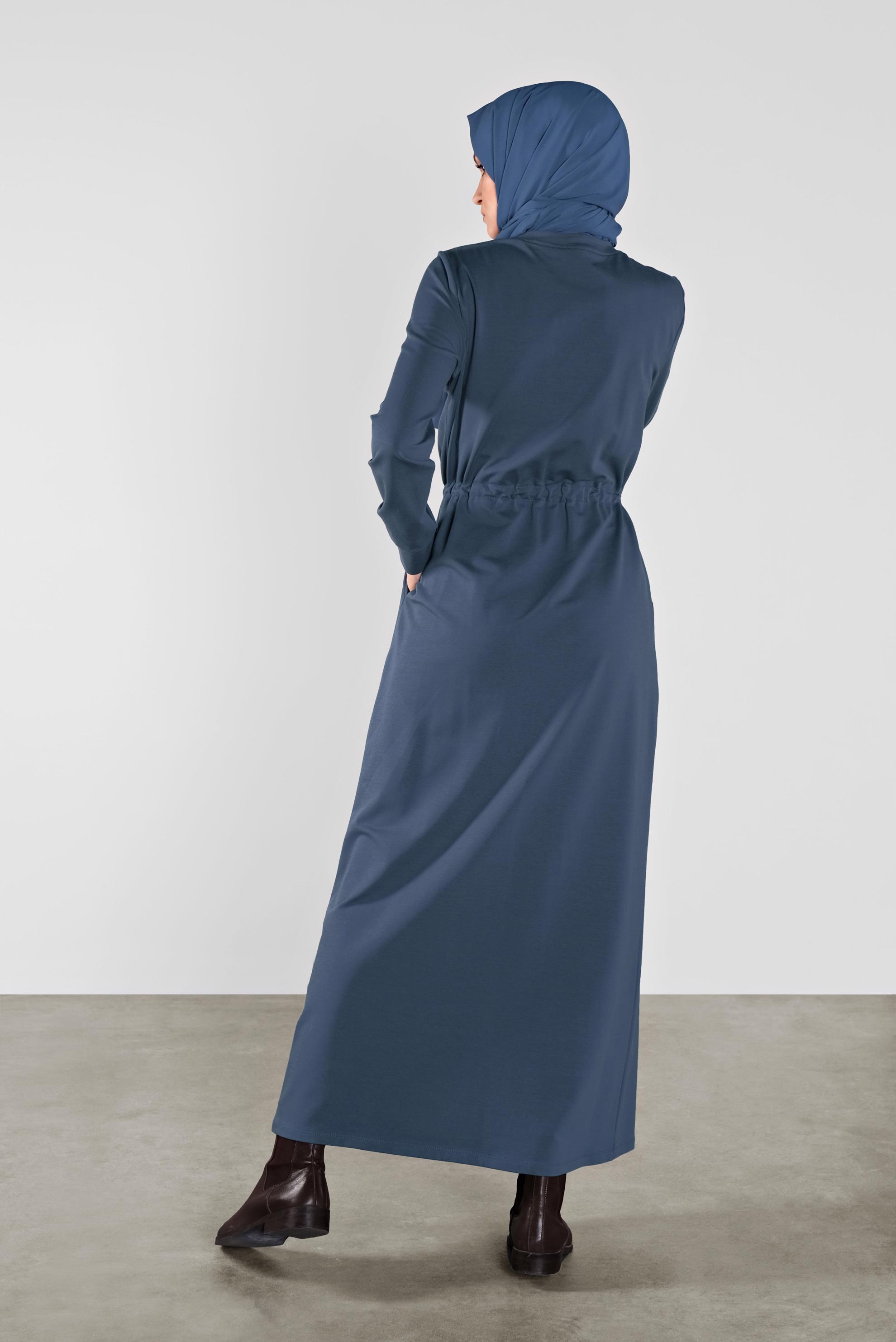 Vêtements hijab BLEU MARINE ROBE SPORT À IMPRIMÉE 41101