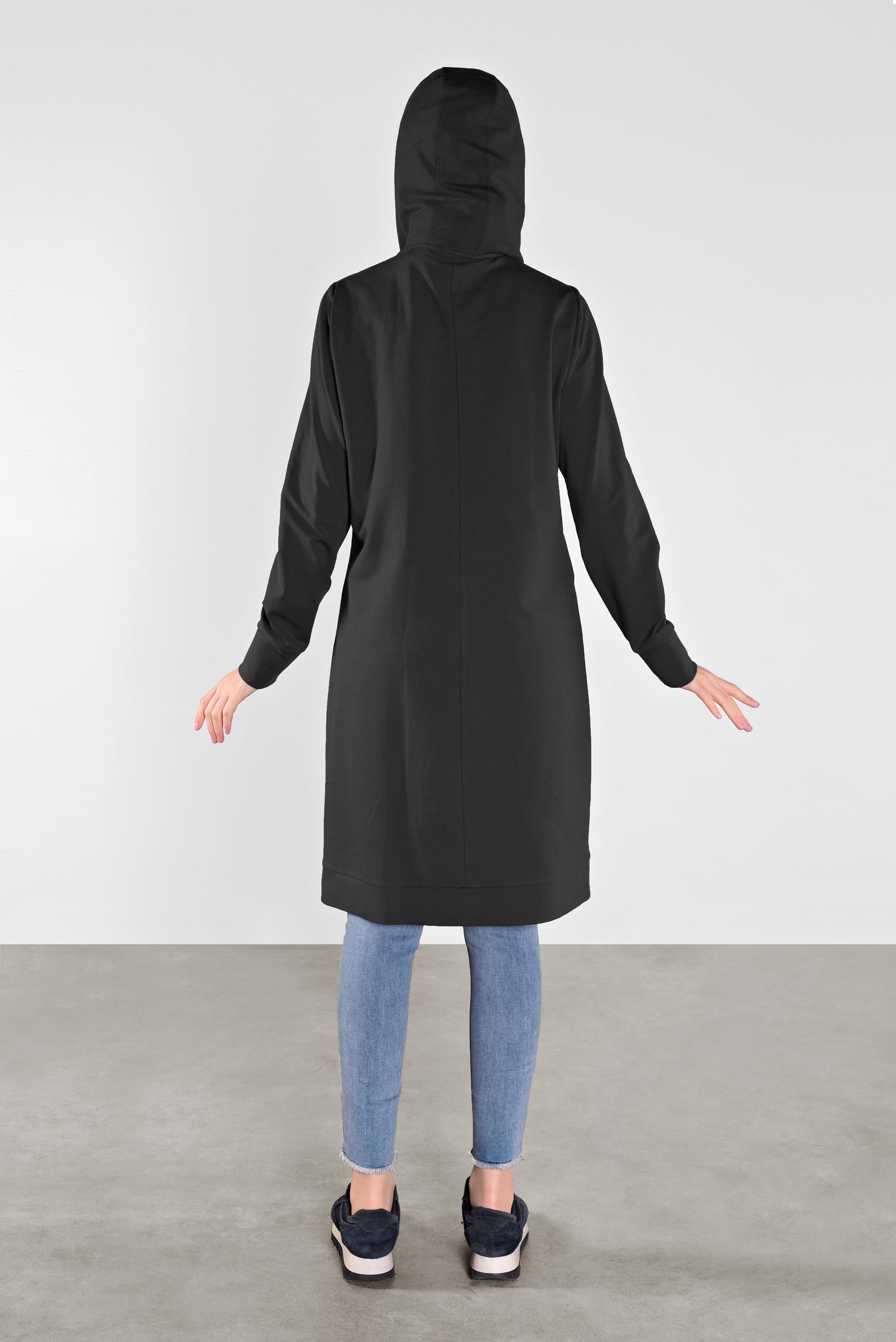 Tesettür giyim SİYAH KAPÜŞONLU EŞOFMAN TUNİK 41102 