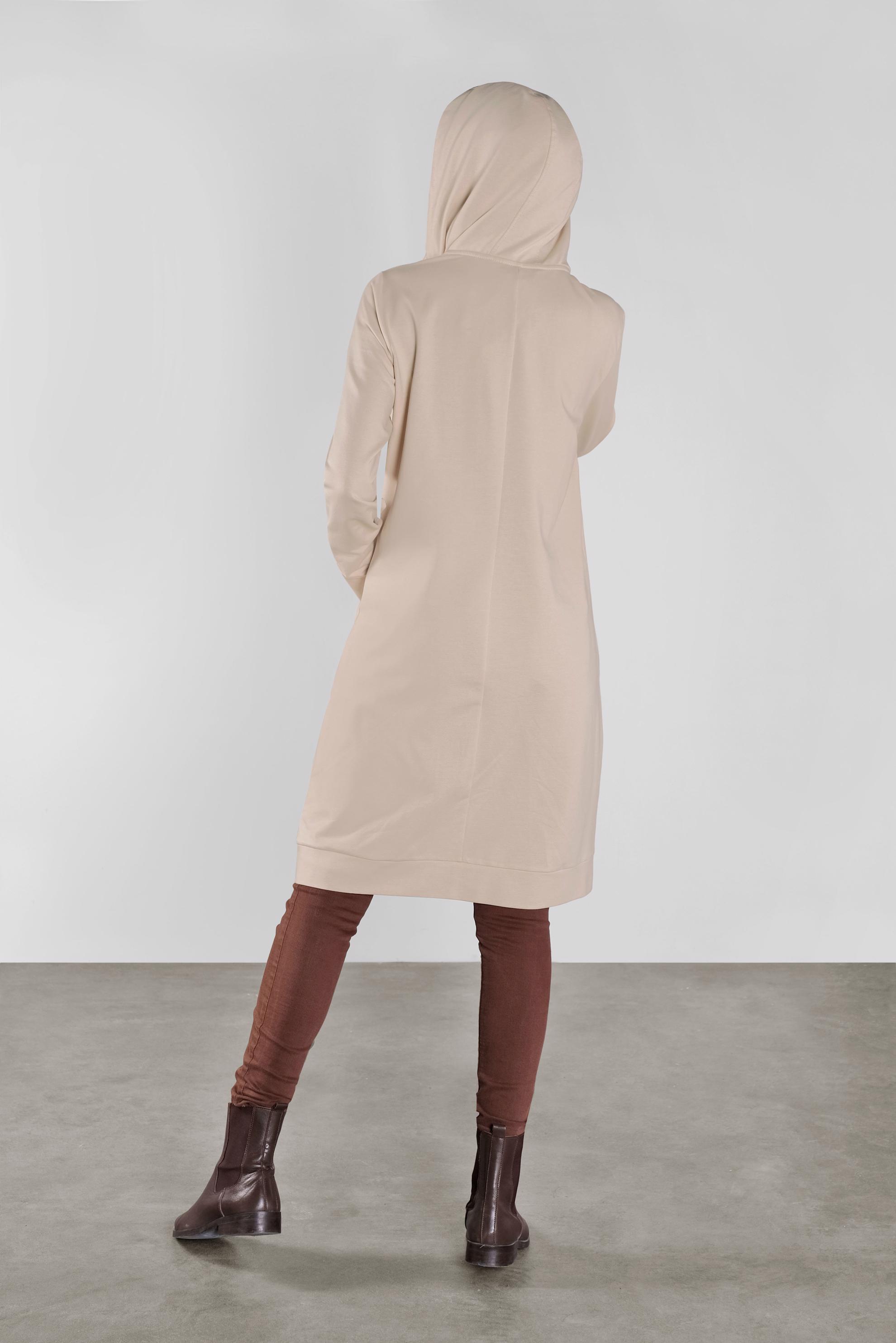 Tesettür giyim BEJ KAPÜŞONLU EŞOFMAN TUNİK 41102 