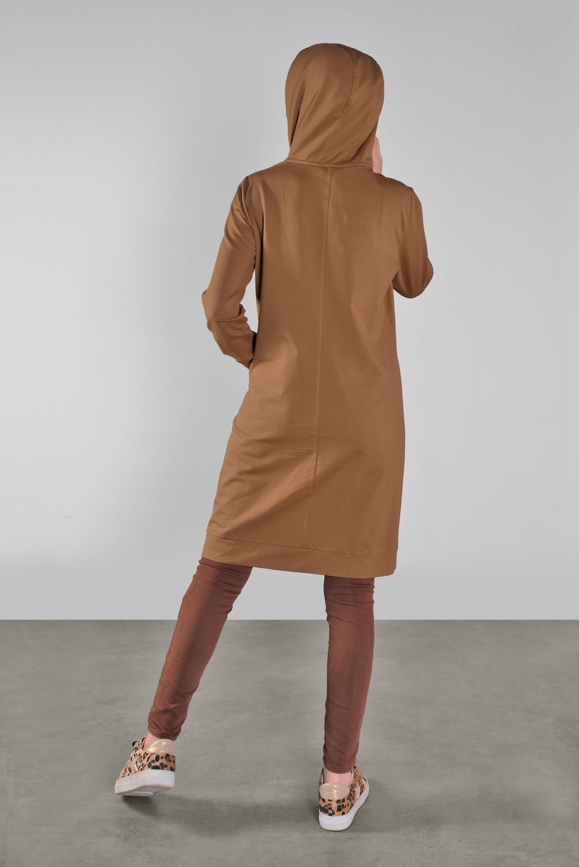 Tesettür giyim SARI KAPÜŞONLU EŞOFMAN TUNİK 41102 