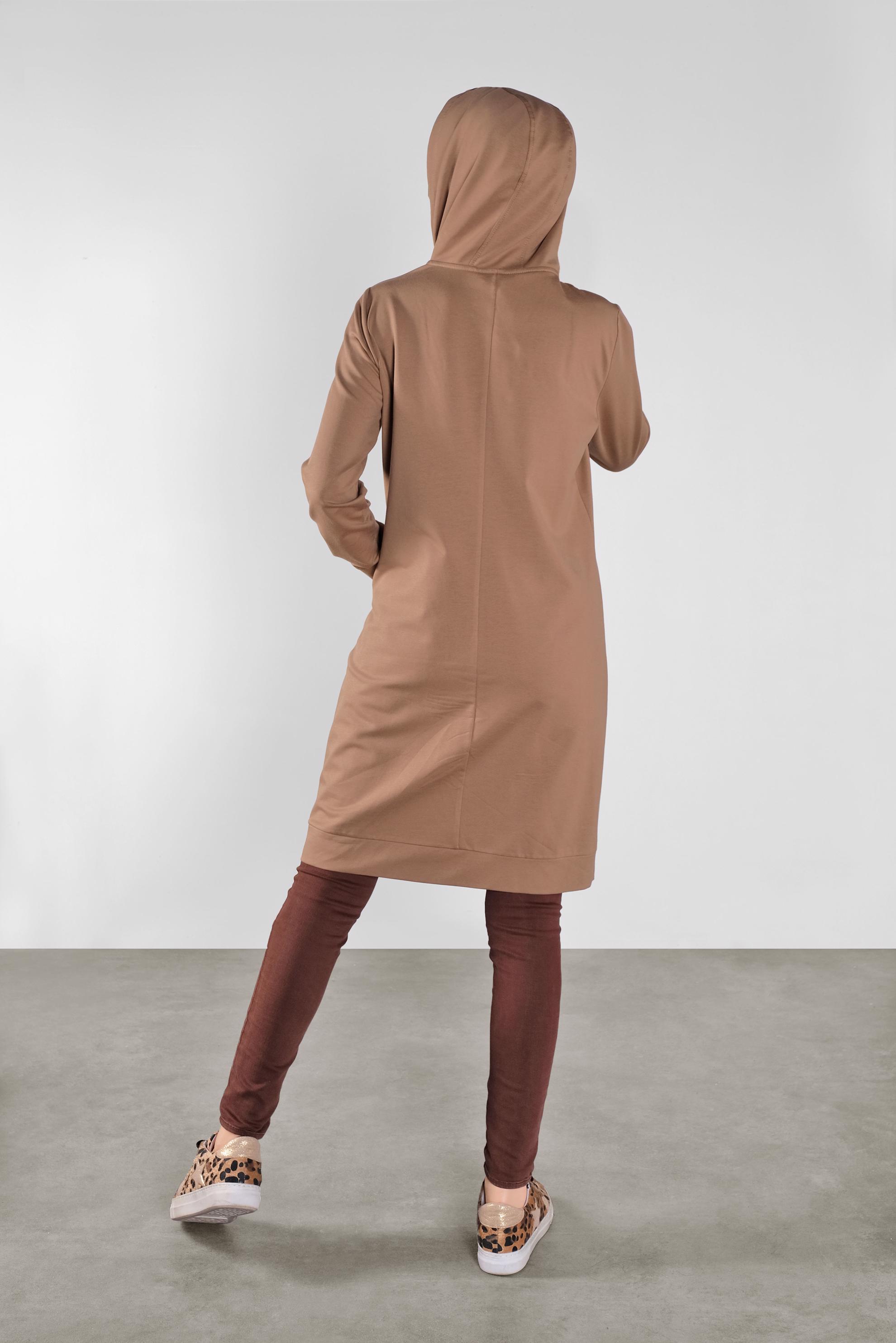 Tesettür giyim KAHVE KAPÜŞONLU EŞOFMAN TUNİK 41102 