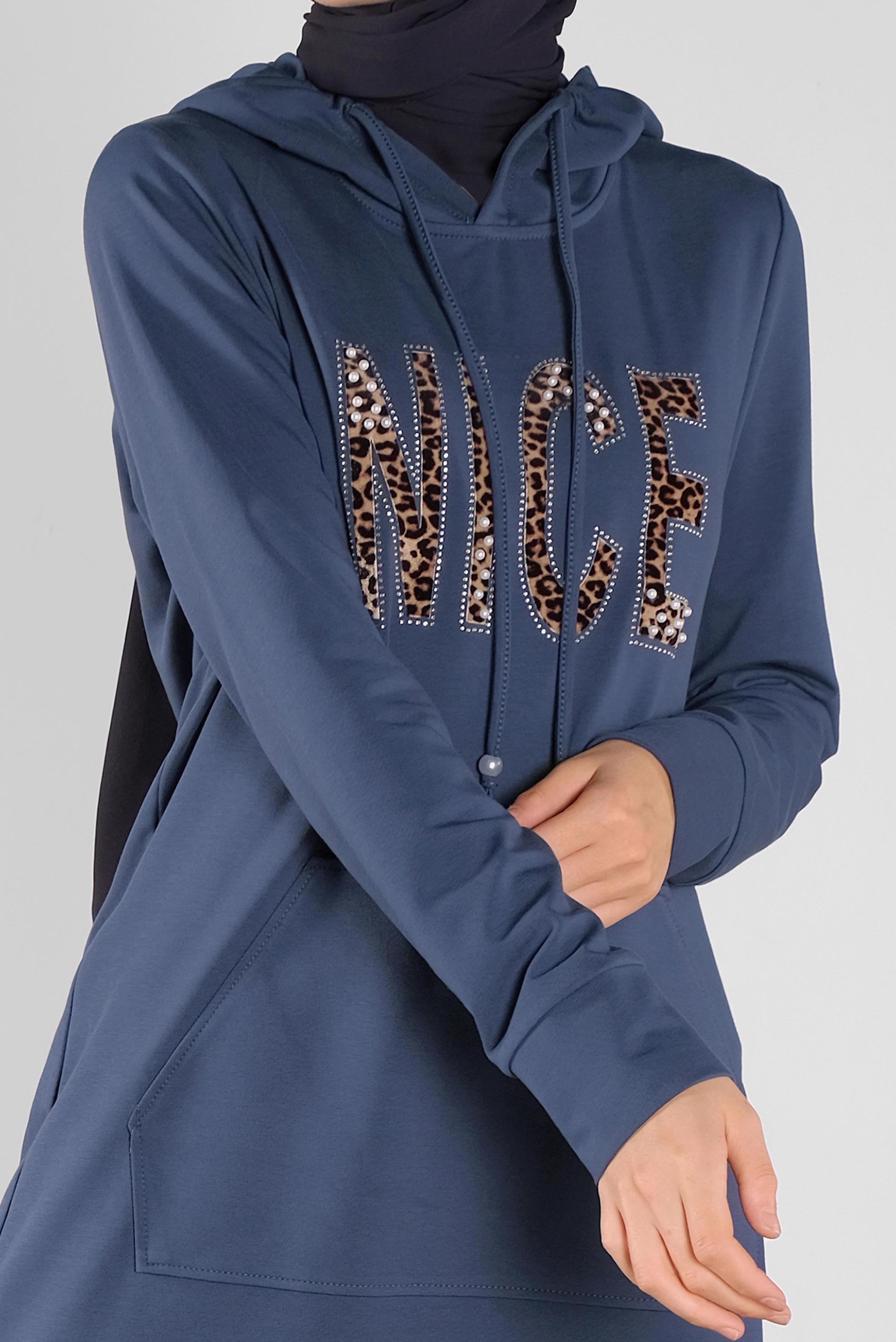 Tesettür giyim LACİVERT KAPÜŞONLU EŞOFMAN TUNİK 41102 