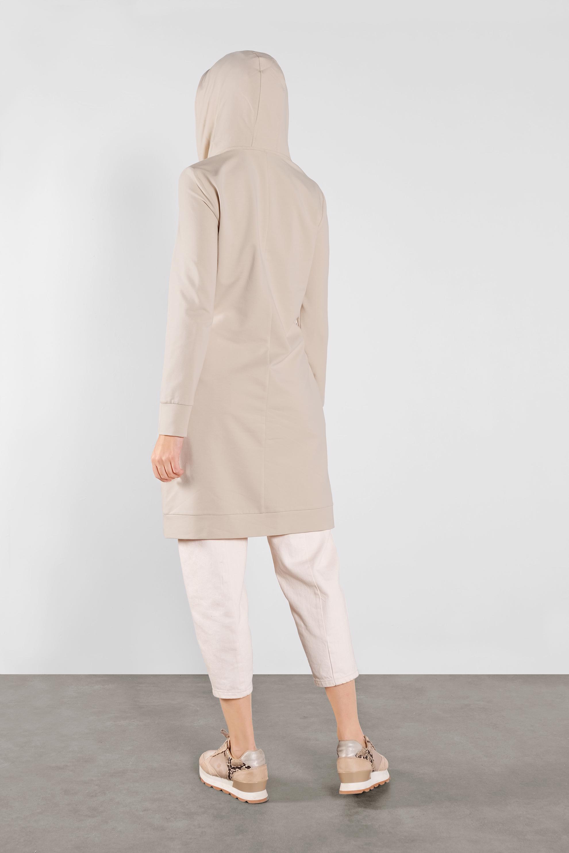 Tesettür giyim BEJ KAPÜŞONLU EŞOFMAN TUNİK 41103