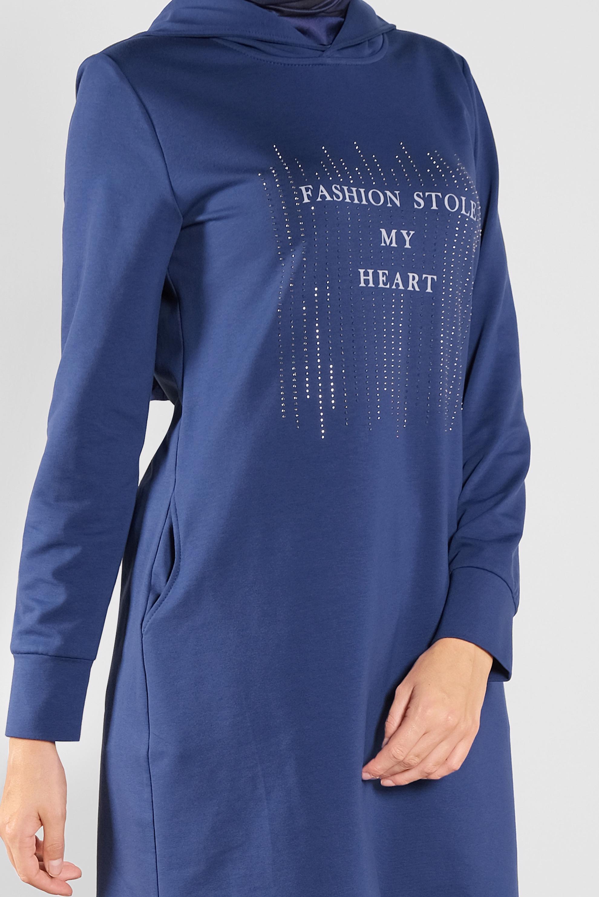 Tesettür giyim LACİVERT KAPÜŞONLU EŞOFMAN TUNİK 41103