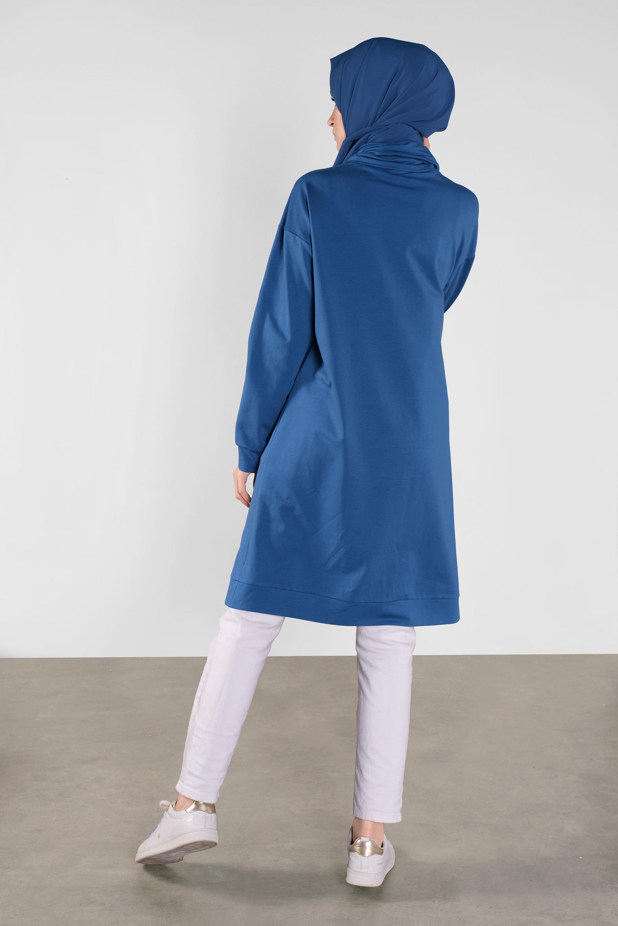 Tesettür giyim LACİVERT BOĞAZLI BAĞCIKLI EŞOFMAN TUNİK 41104 