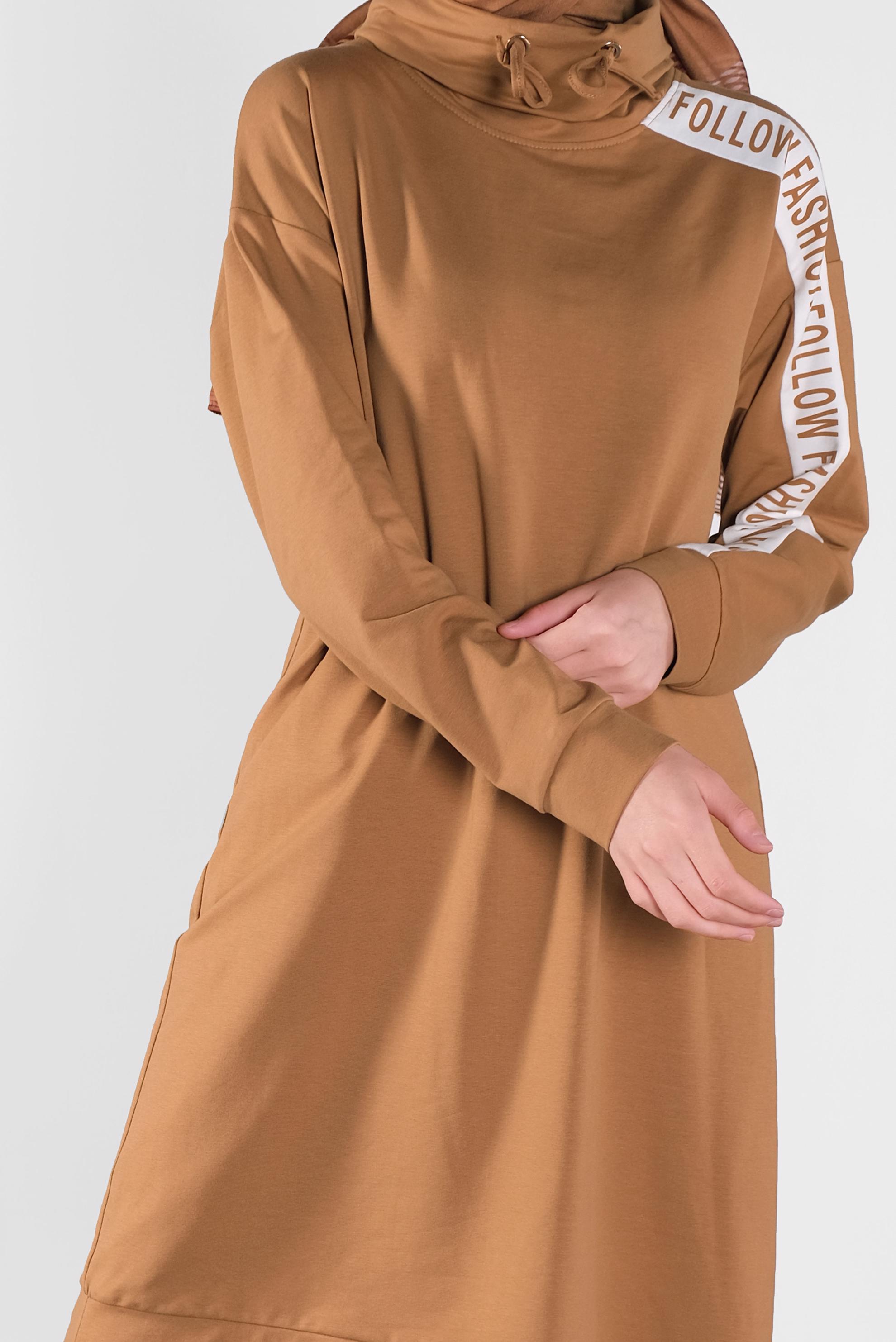 Tesettür giyim SARI BOĞAZLI BAĞCIKLI EŞOFMAN TUNİK 41104 