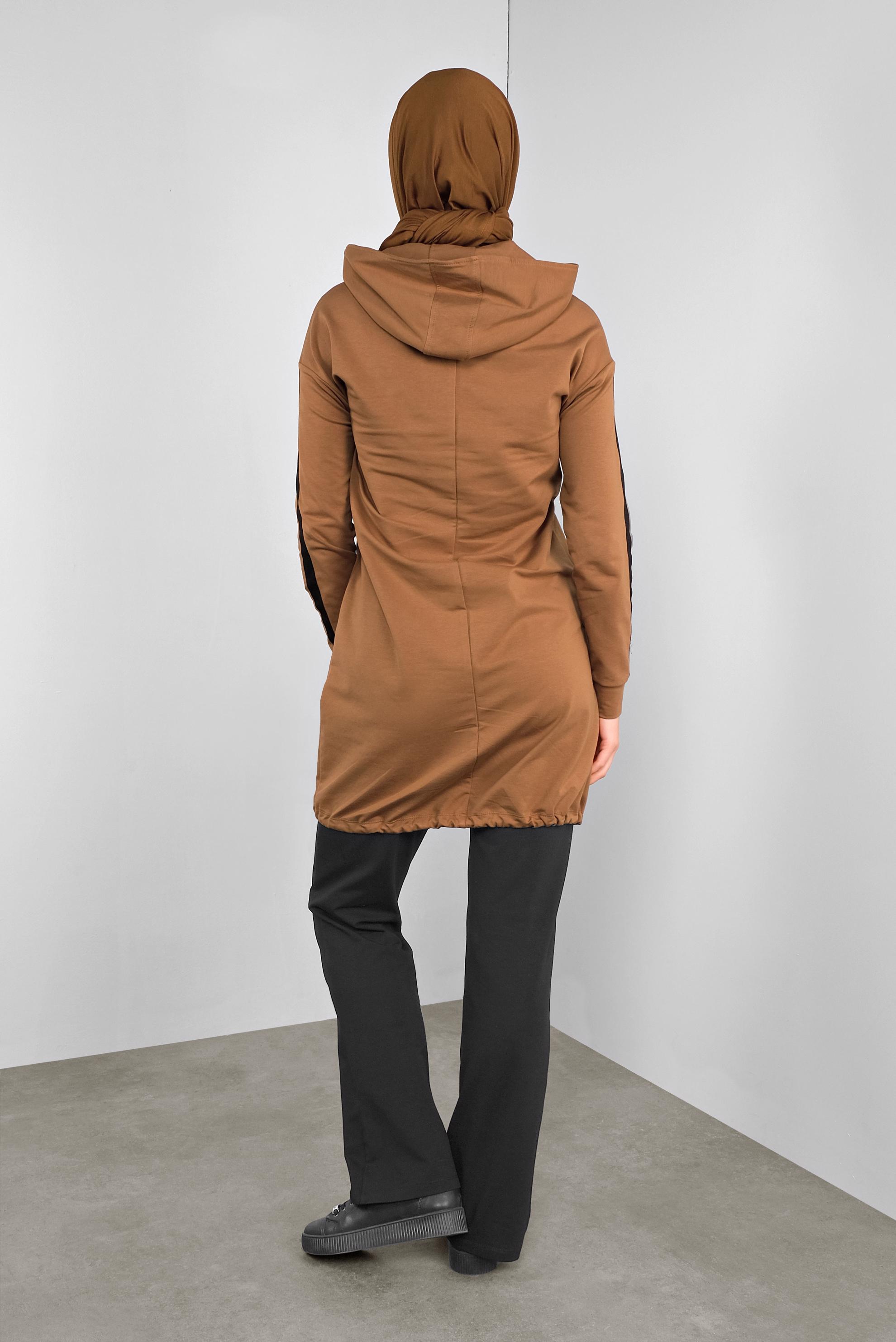 Tesettür giyim SARI CEPLİ KOLLARI ŞERİTLİ  EŞOFMAN TUNİK  41105 