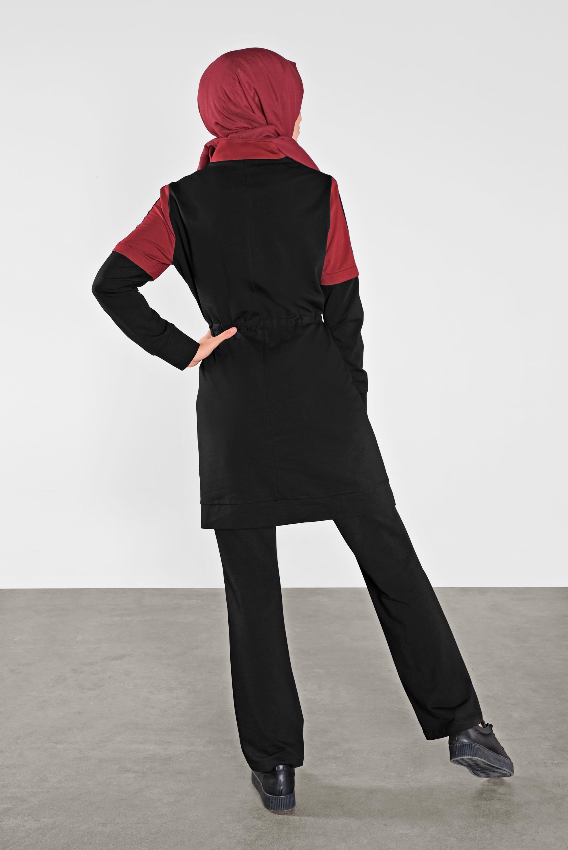 Tesettür giyim BORDO FERMUARLI EŞOFMAN TAKIMI 41106