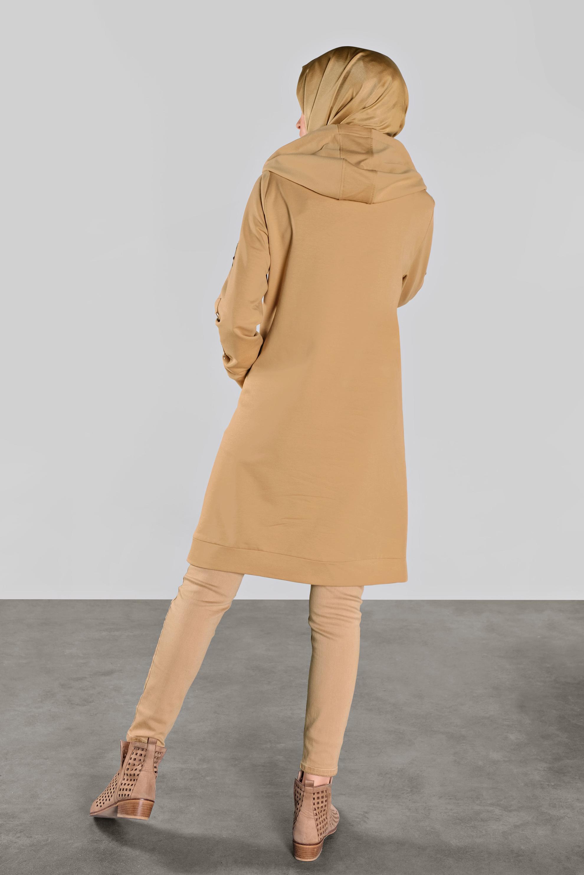 Tesettür giyim KAHVE PAMUKLU KANCALI EŞOFMAN TUNİK  41108 