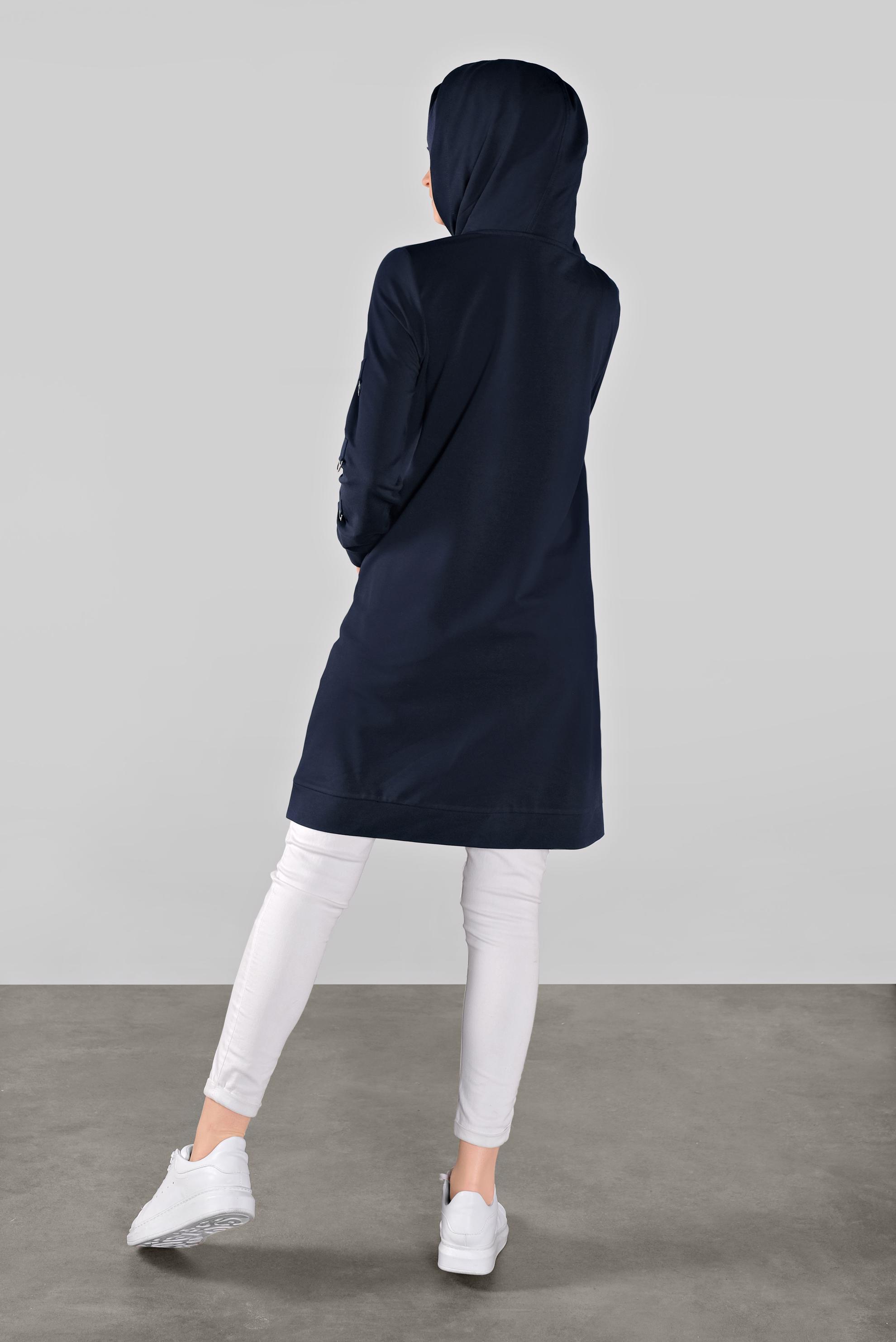 Tesettür giyim LACİVERT PAMUKLU KANCALI EŞOFMAN TUNİK  41108 