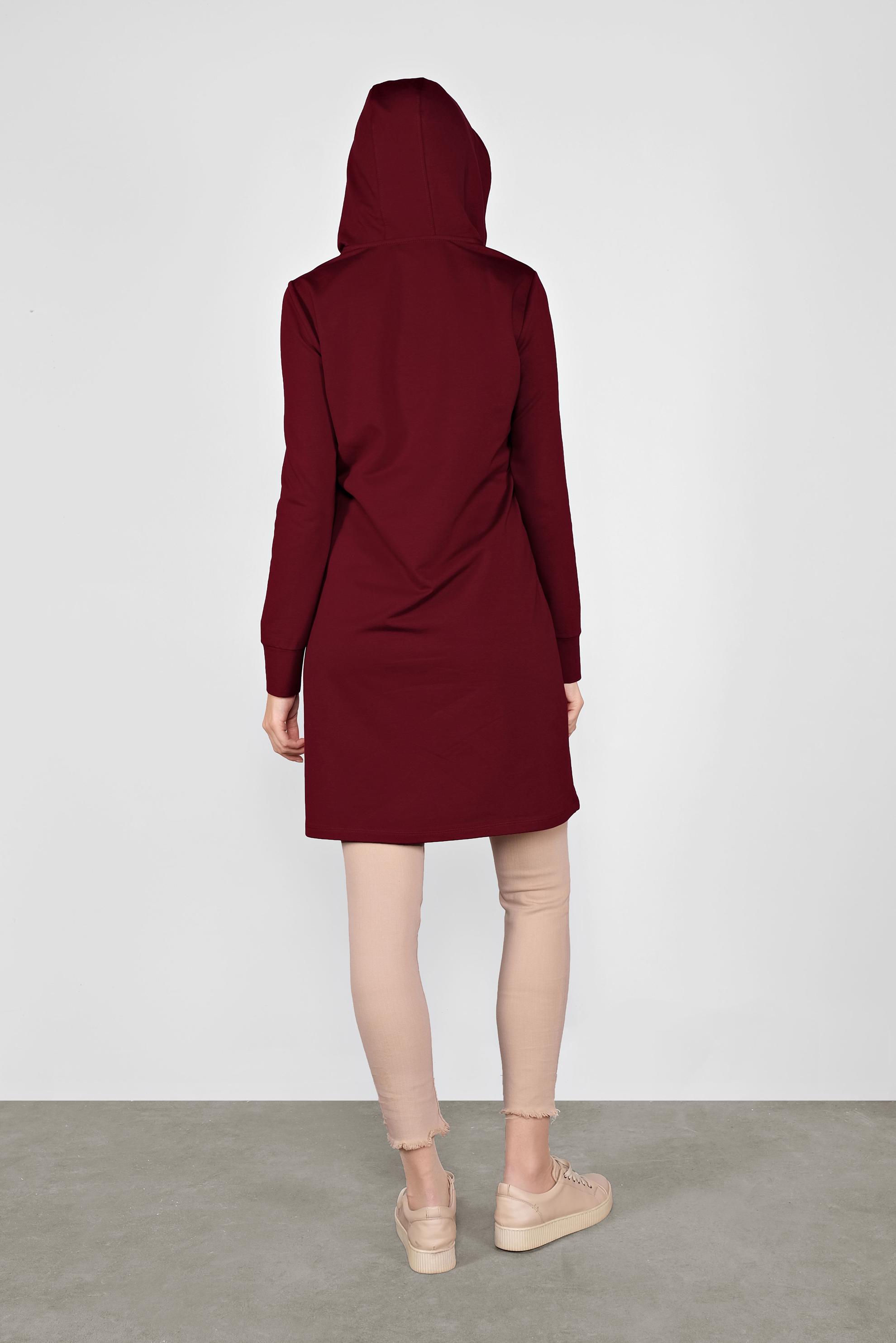 Tesettür giyim BORDO YALDIZ BASKILI EŞOFMAN TUNİK 41109