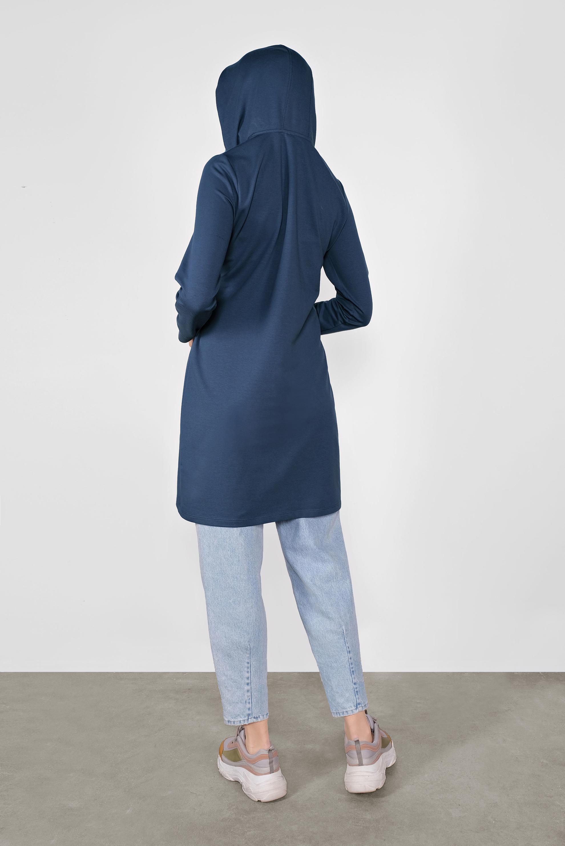 Tesettür giyim LACİVERT YALDIZ BASKILI EŞOFMAN TUNİK 41109