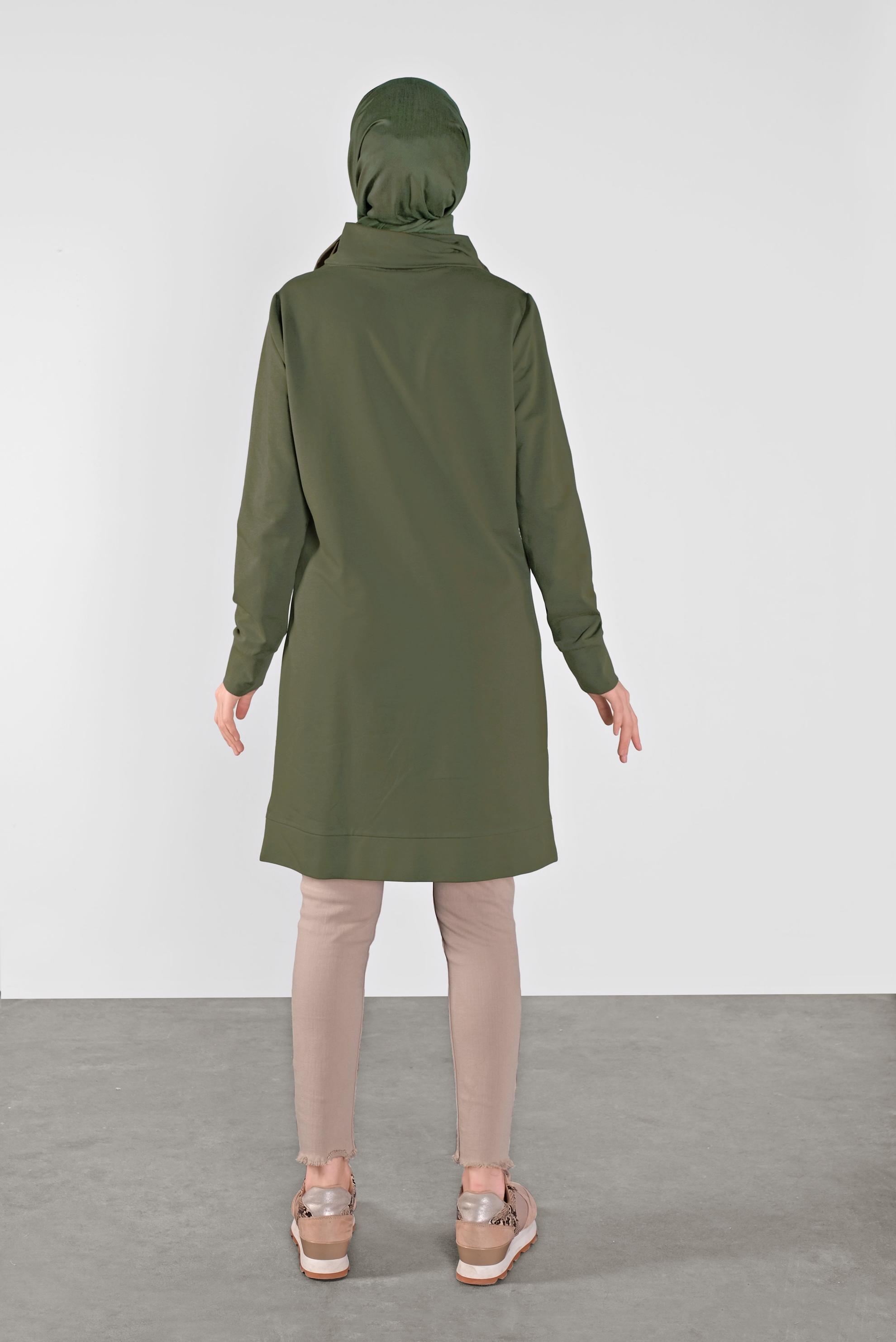 Tesettür giyim HAKİ BASKILI EŞOFMAN TUNİK 41110