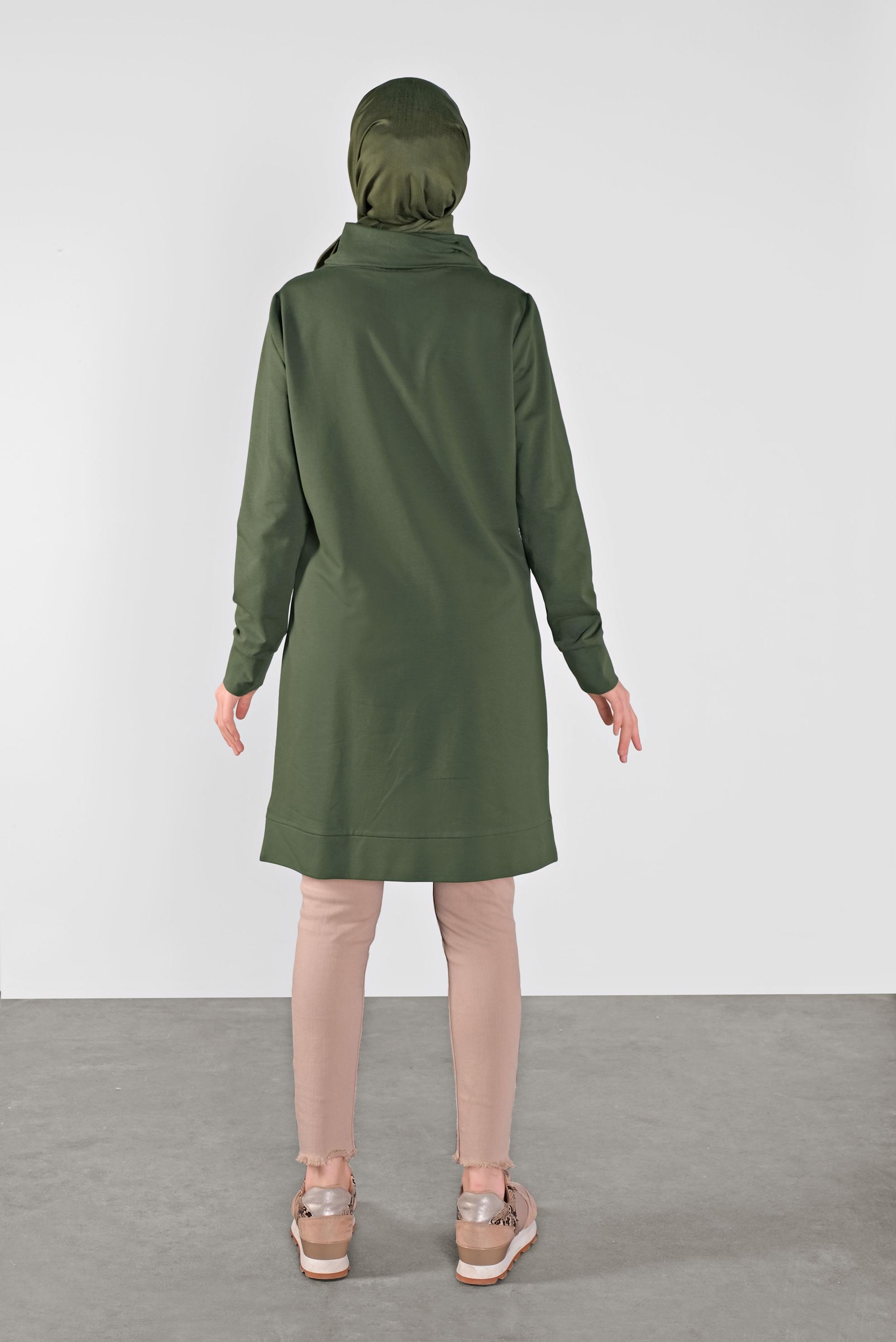 Tesettür giyim HAKİ BASKILI EŞOFMAN TUNİK 41110