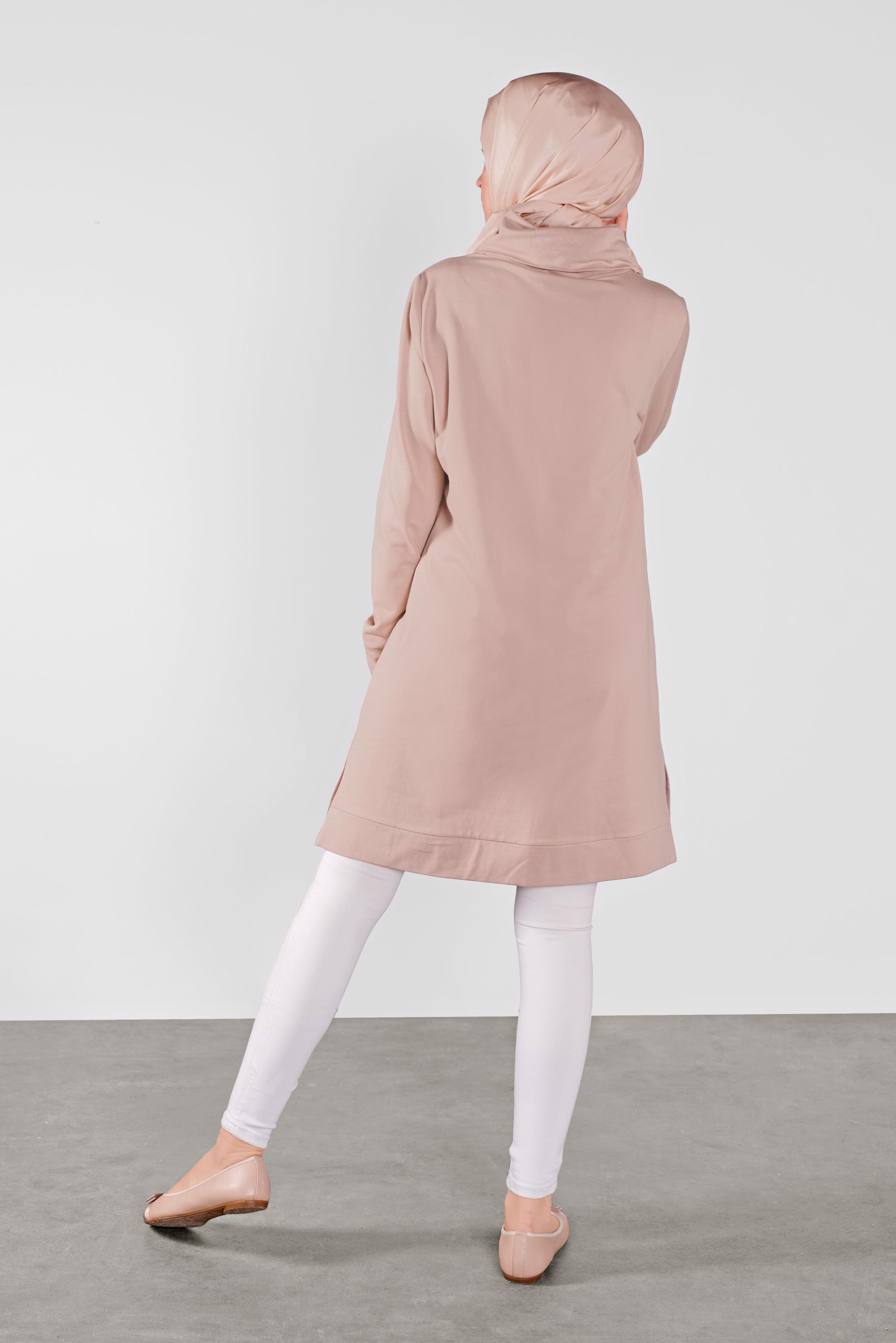 Tesettür giyim PUDRA BASKILI EŞOFMAN TUNİK 41110