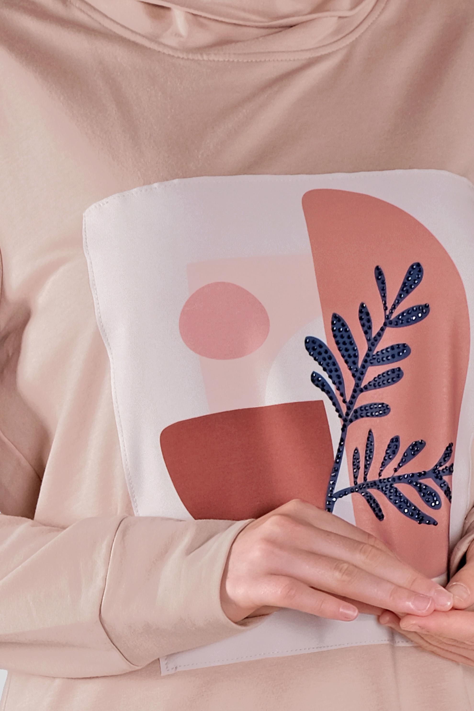 Tesettür giyim PUDRA BASKILI EŞOFMAN TUNİK 41110