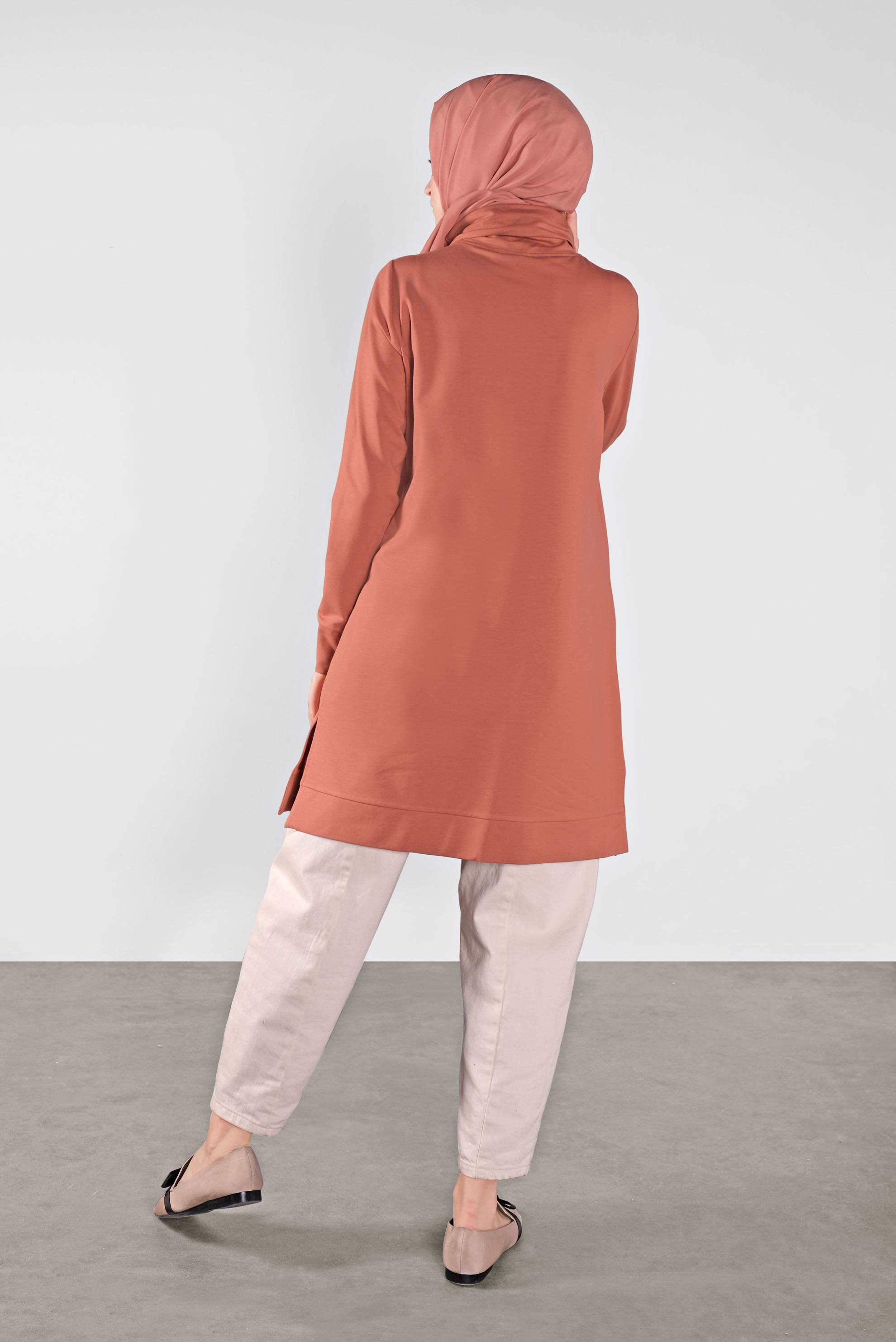 Tesettür giyim TURUNCU BASKILI EŞOFMAN TUNİK 41110