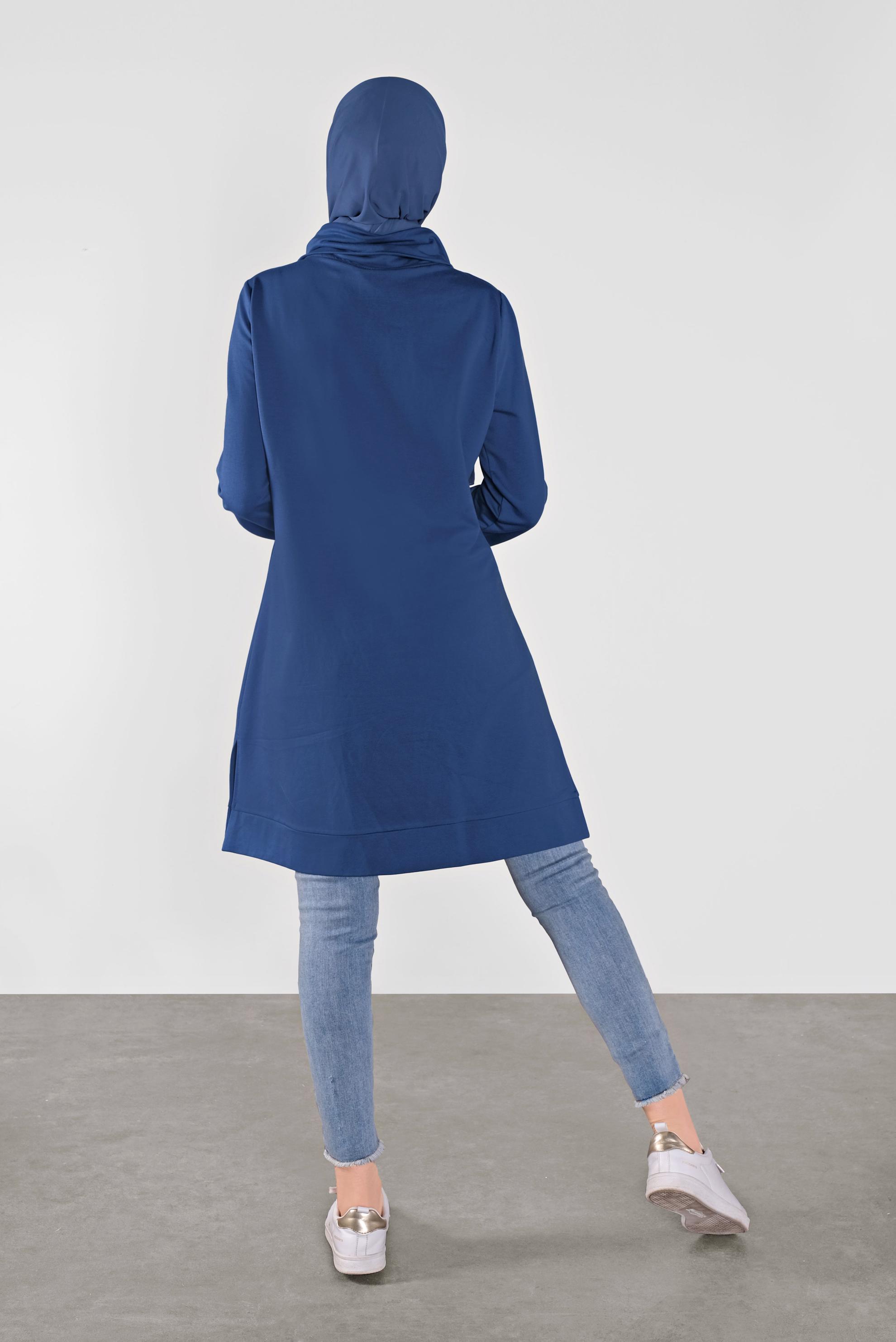 Tesettür giyim LACİVERT BASKILI EŞOFMAN TUNİK 41110