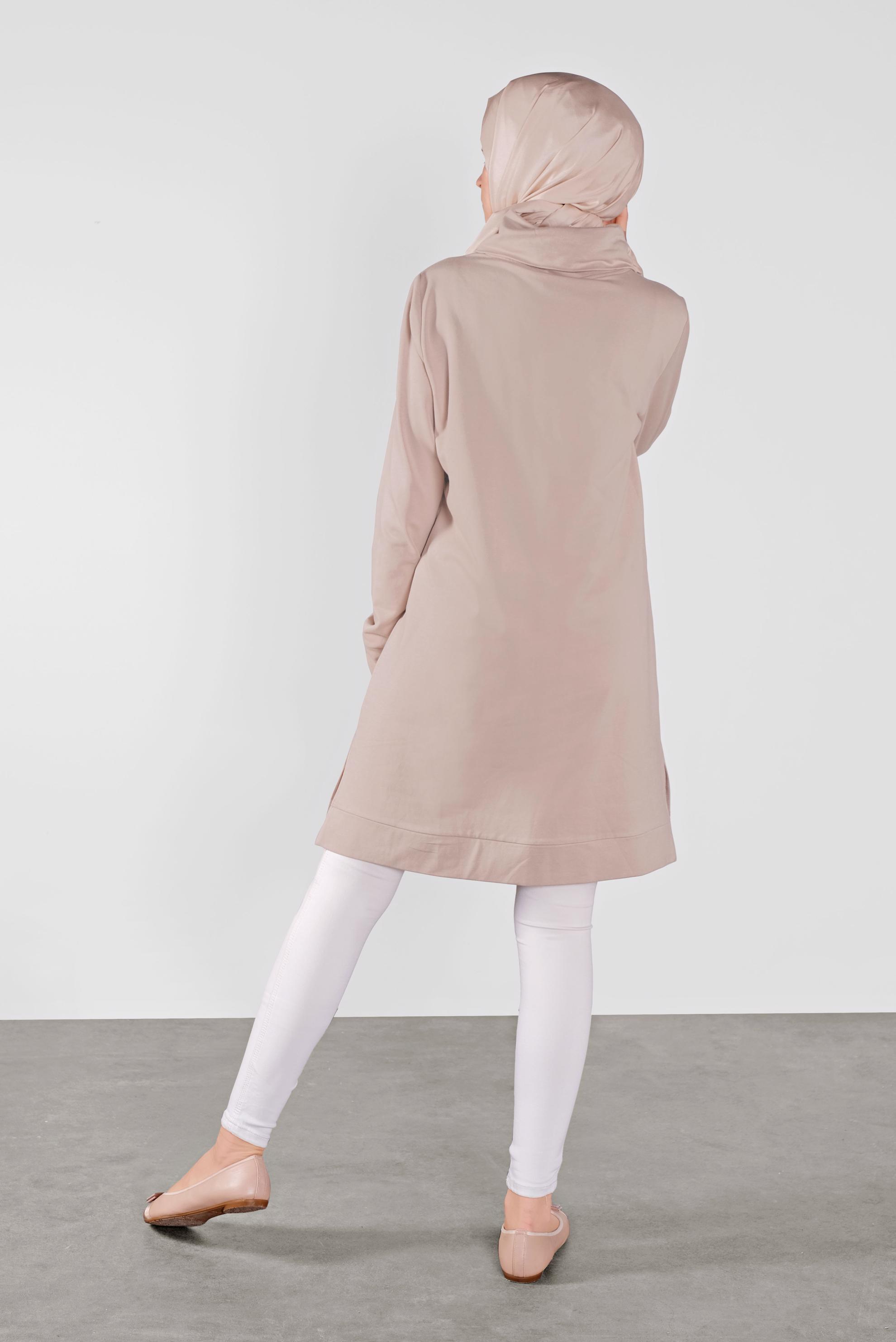 Tesettür giyim PUDRA BASKILI EŞOFMAN TUNİK 41110