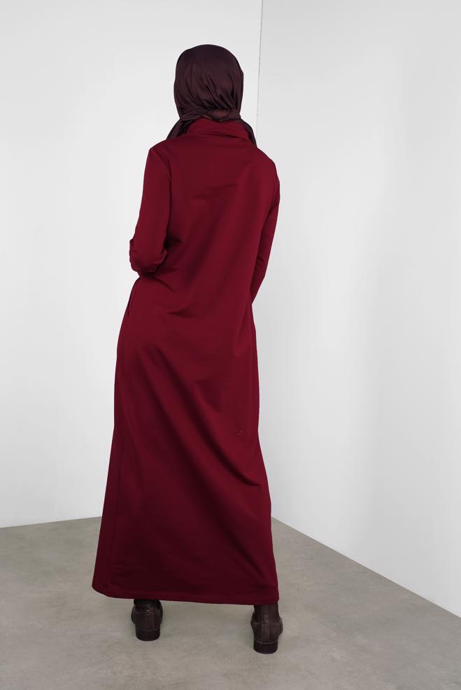 Vêtements hijab ROUGE BORDEAUX ROBE IMPRIMÉE À SEUQINS 41112 - ALVİNA