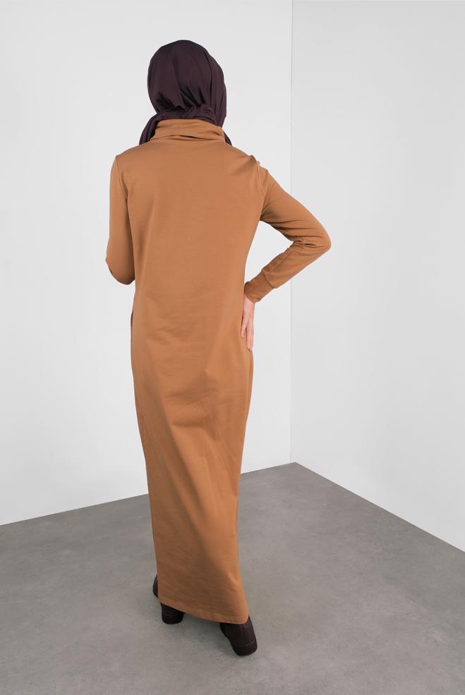 Hijab-Kleidung GELB LEOPAR DESEN PUL PAYET DETAYLI  EŞOFMAN ELBİSE  41112 - ALVİNA