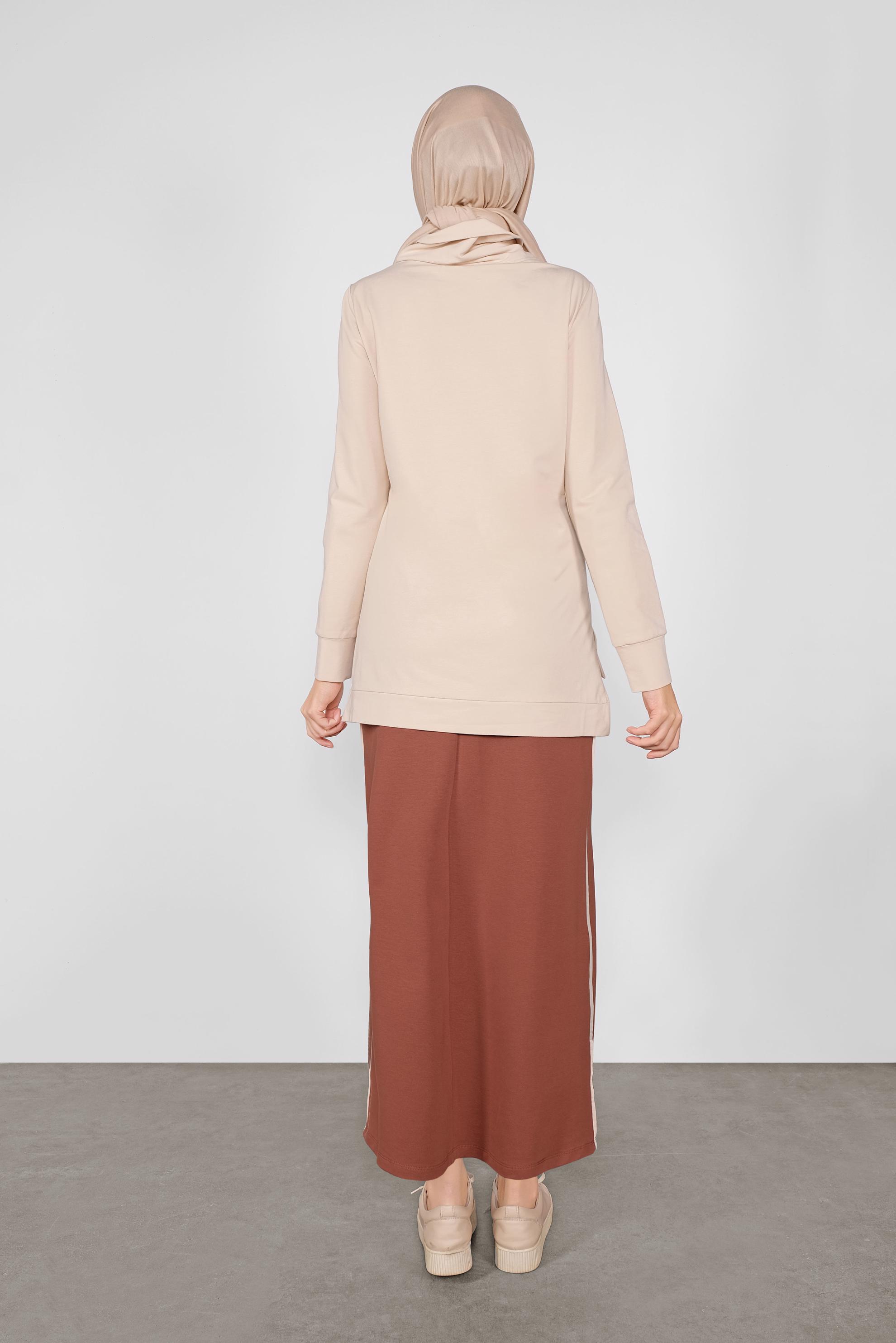 Tesettür giyim TURUNCU DANTEL DETAYLI İKİLİ ETEKLİ EŞOFMAN TAKIM 41151 