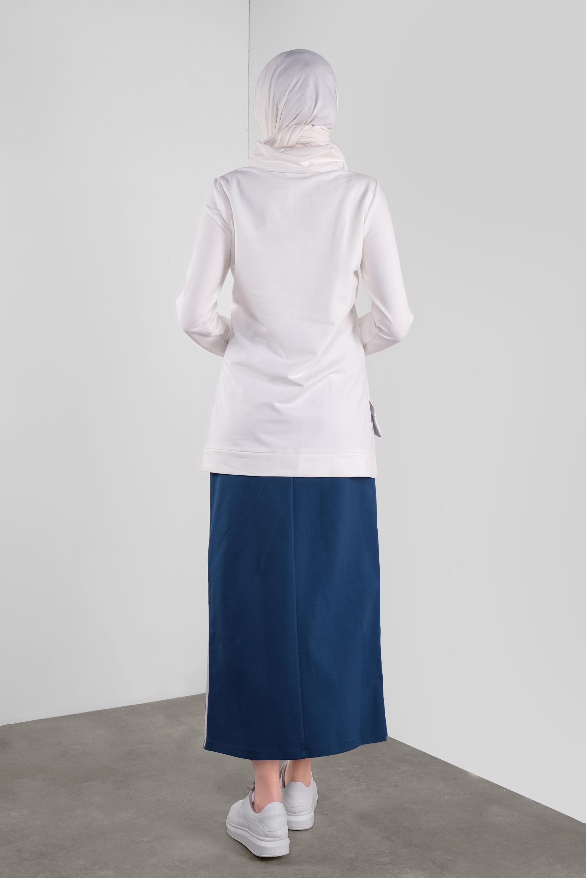 Tesettür giyim LACİVERT DANTEL DETAYLI İKİLİ ETEKLİ EŞOFMAN TAKIM 41151 