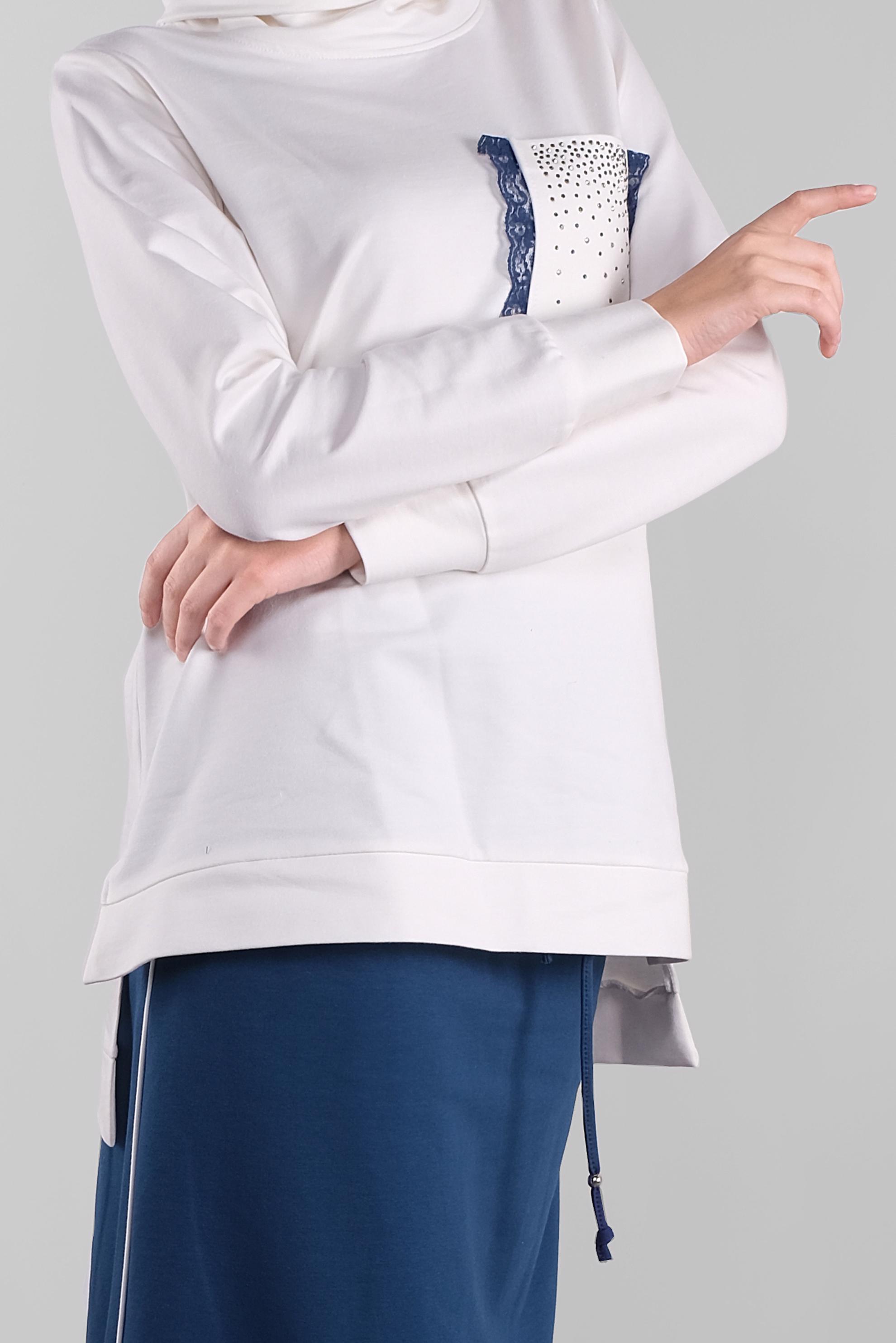 Tesettür giyim LACİVERT DANTEL DETAYLI İKİLİ ETEKLİ EŞOFMAN TAKIM 41151 