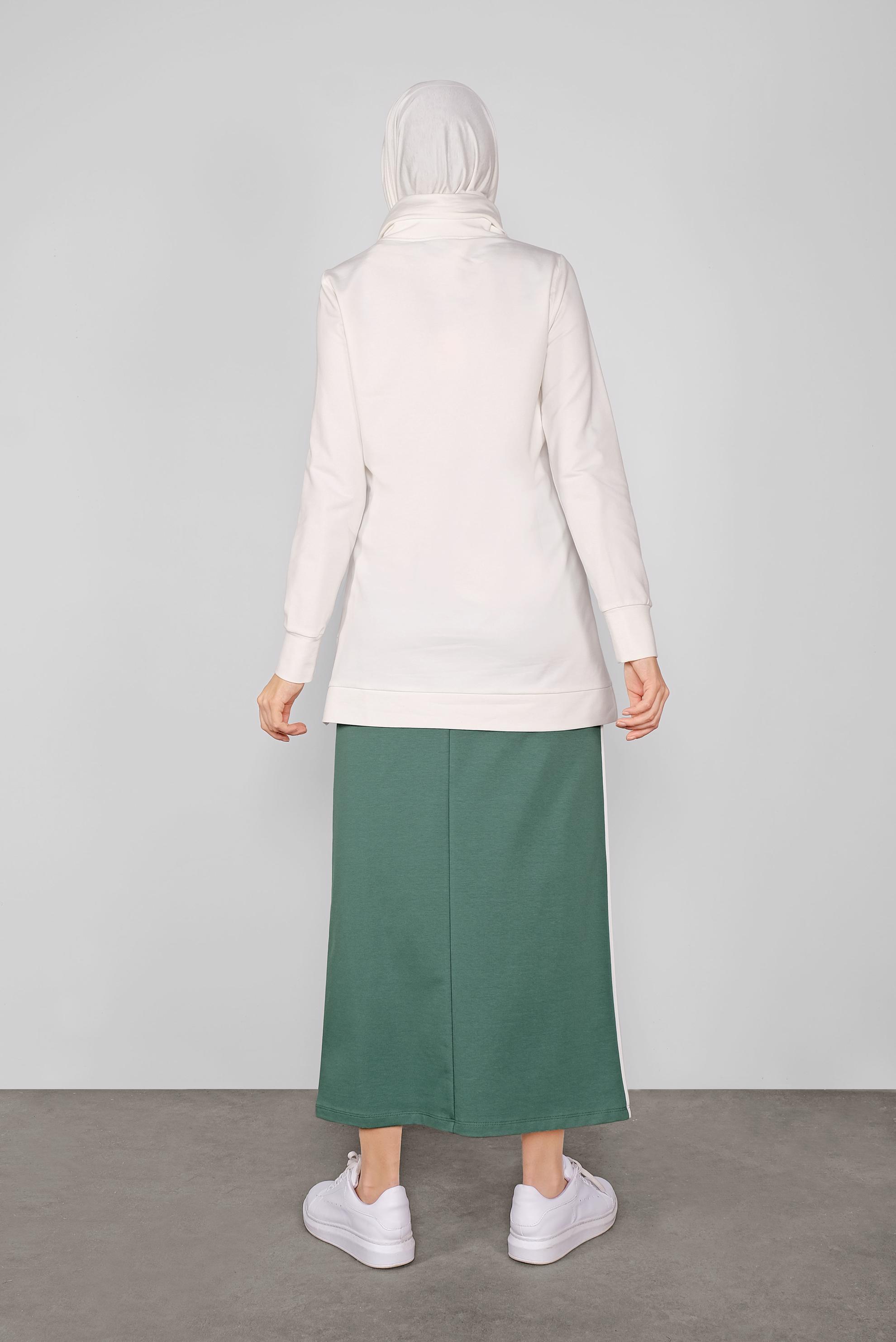 Tesettür giyim YEŞİL DANTEL DETAYLI İKİLİ ETEKLİ EŞOFMAN TAKIM 41151 