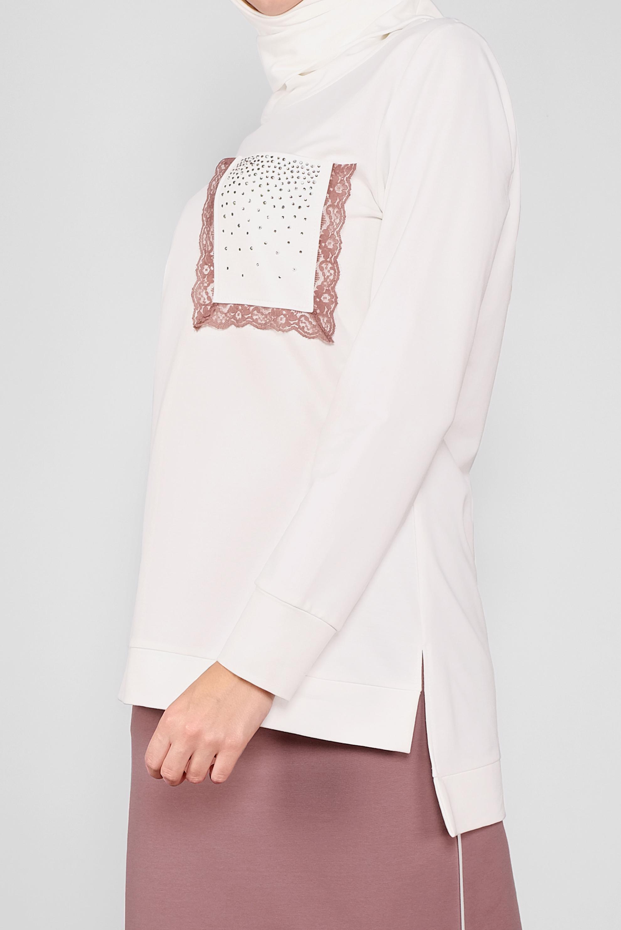 Tesettür giyim PEMBE DANTEL DETAYLI İKİLİ ETEKLİ EŞOFMAN TAKIM 41151 