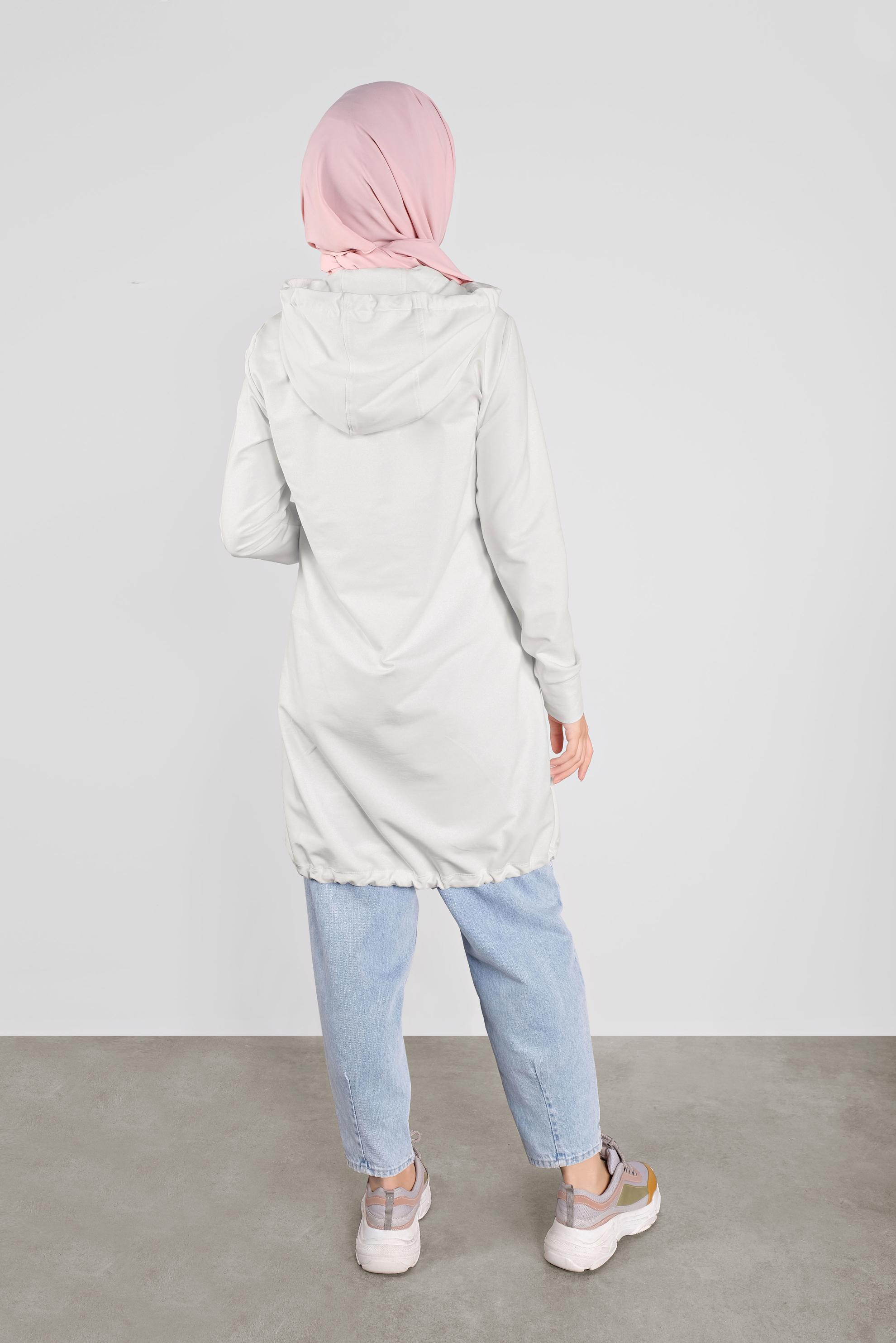 Tesettür giyim BEYAZ TAŞ ŞERİT DETAYLI EŞOFMAN TUNİK 41155