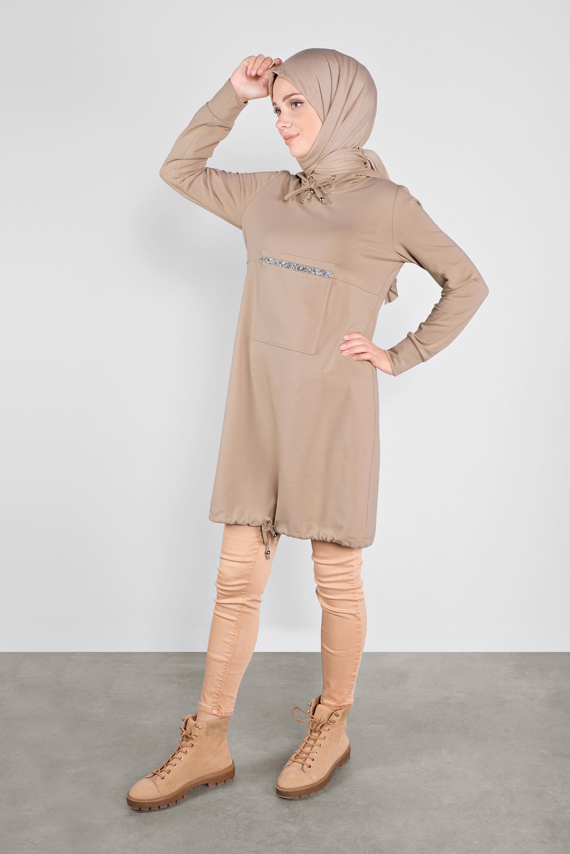 Hijab clothing BEIGE PRINTED SPORT TUNIC 41155 