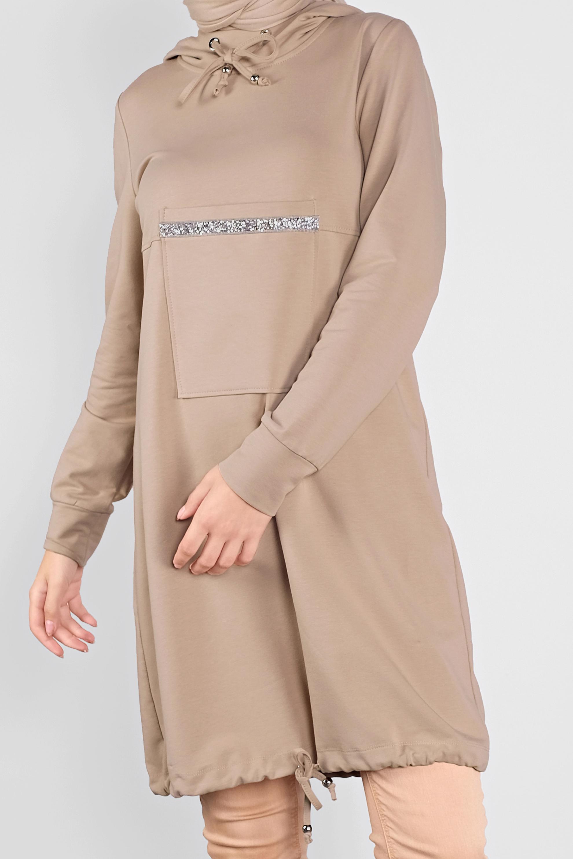 Hijab clothing BEIGE PRINTED SPORT TUNIC 41155 