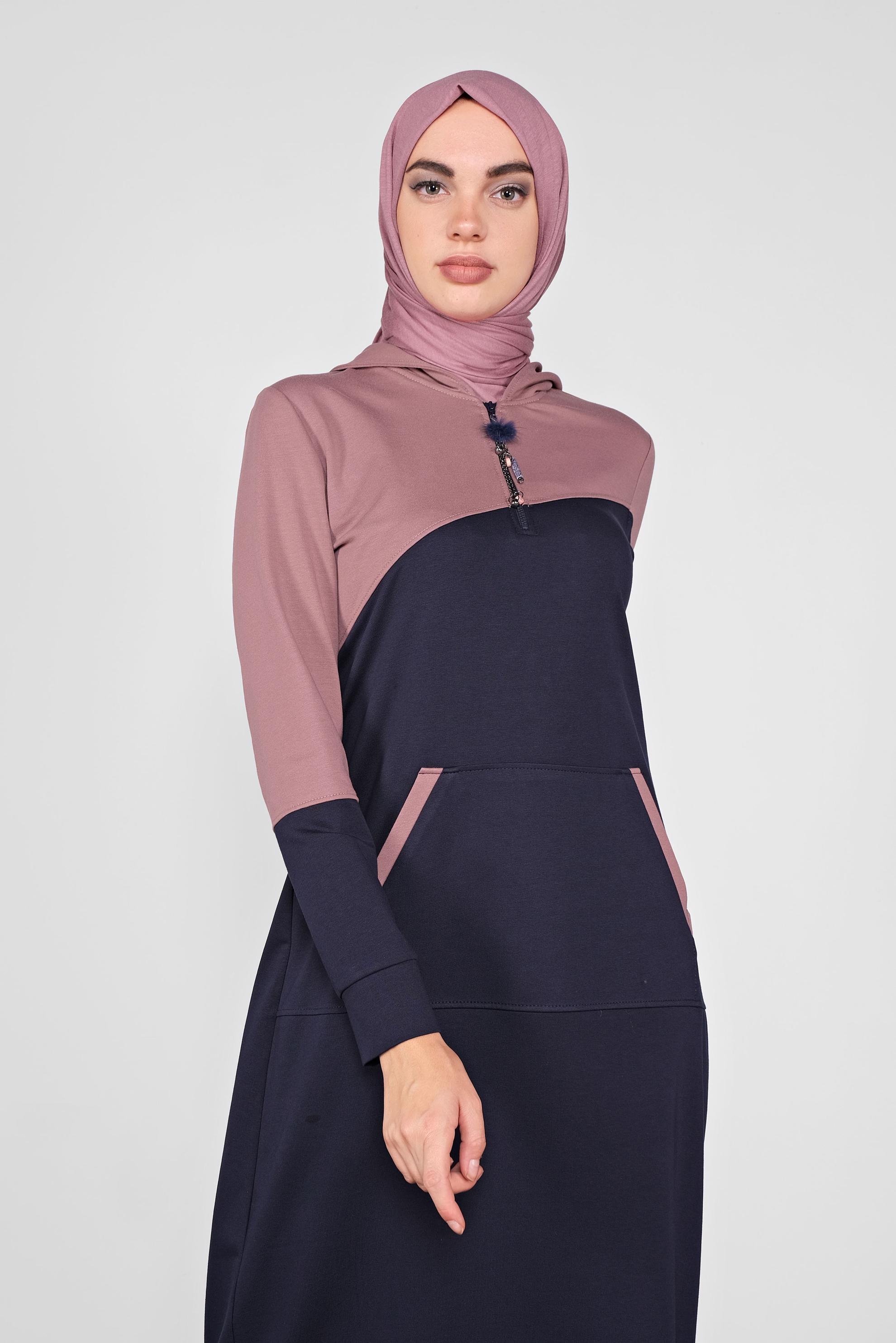 Vêtements hijab BLEU MARINE ROBE EN SPORT À CAPUCHE 41158