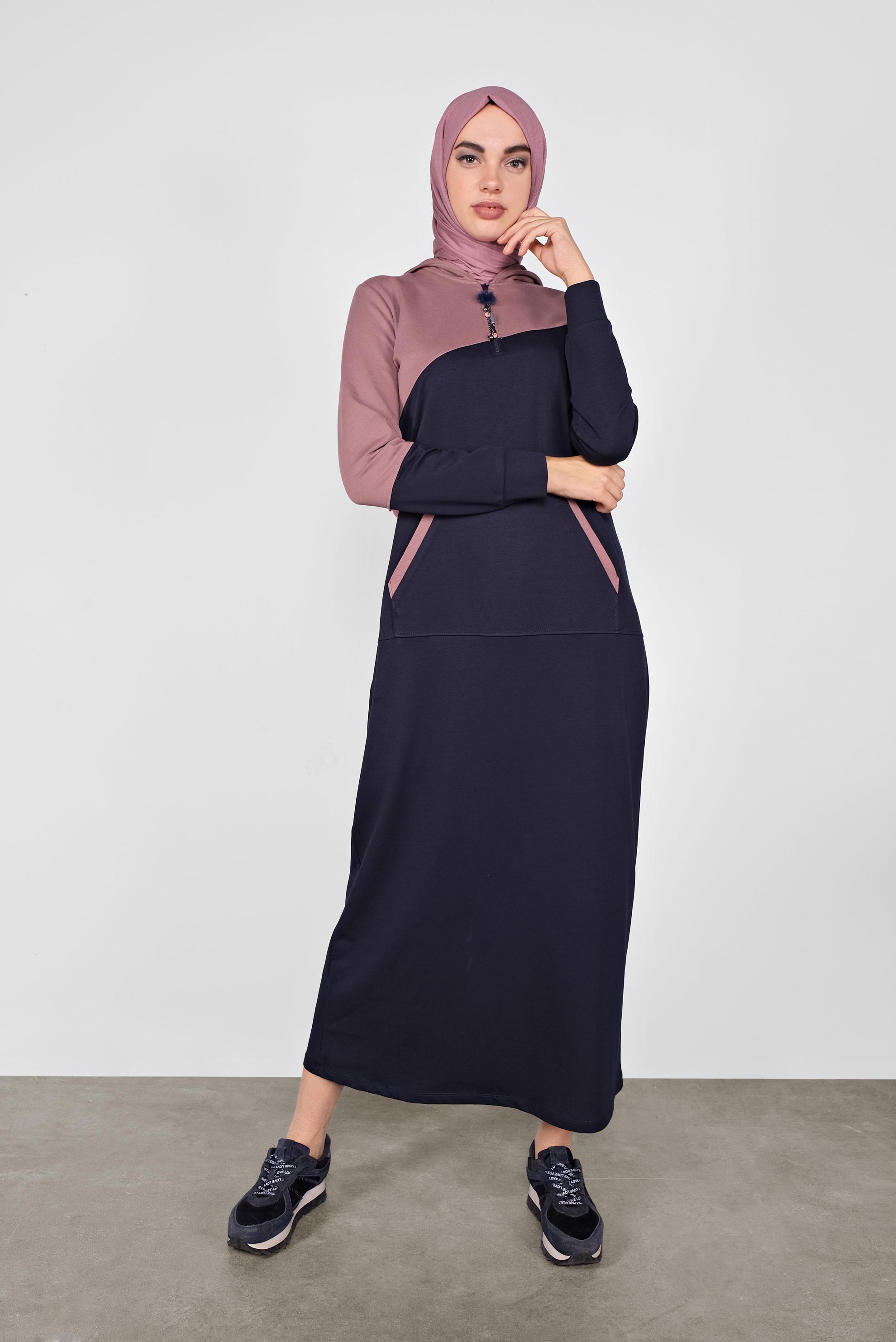 Vêtements hijab BLEU MARINE ROBE EN SPORT À CAPUCHE 41158