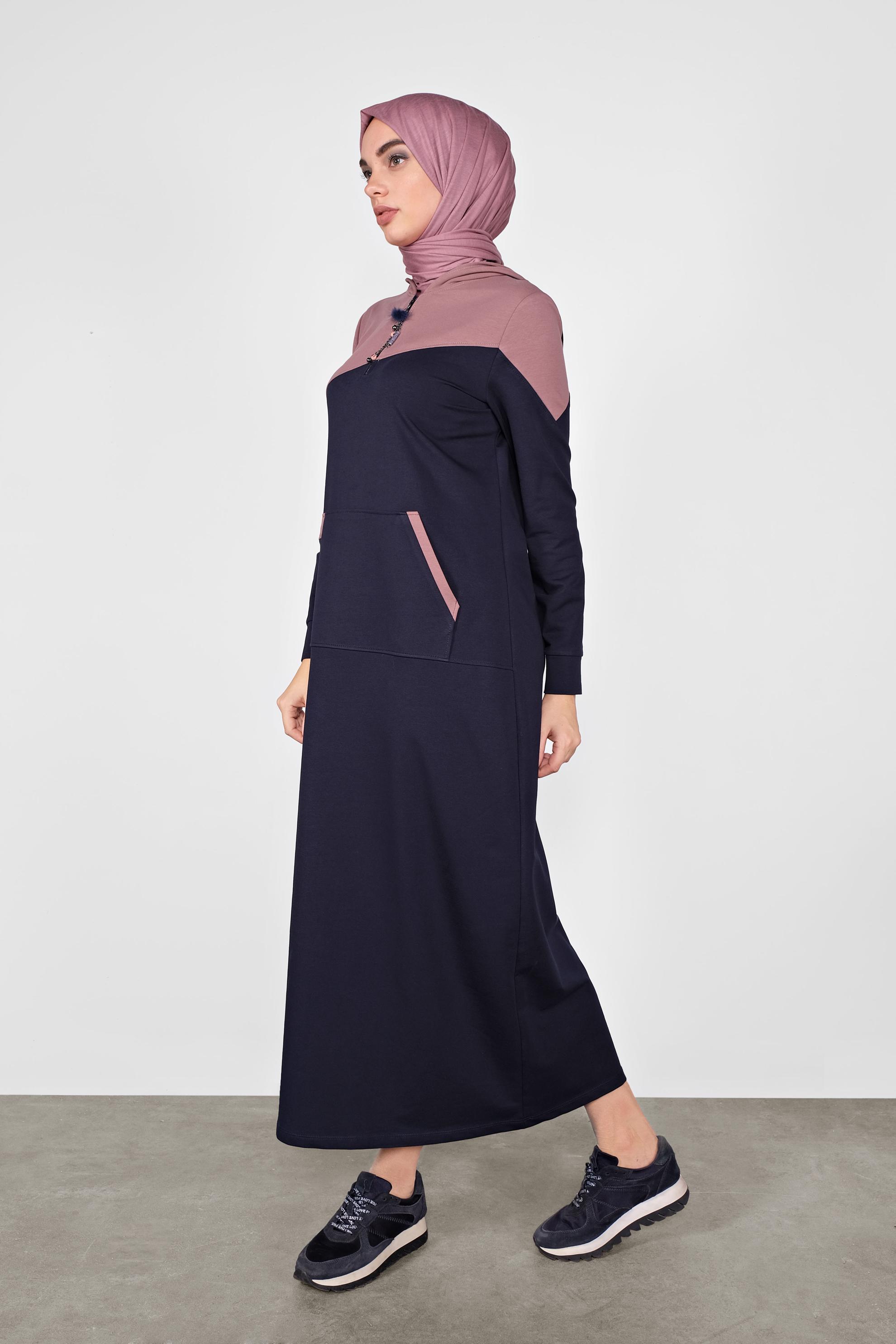 Vêtements hijab BLEU MARINE ROBE EN SPORT À CAPUCHE 41158