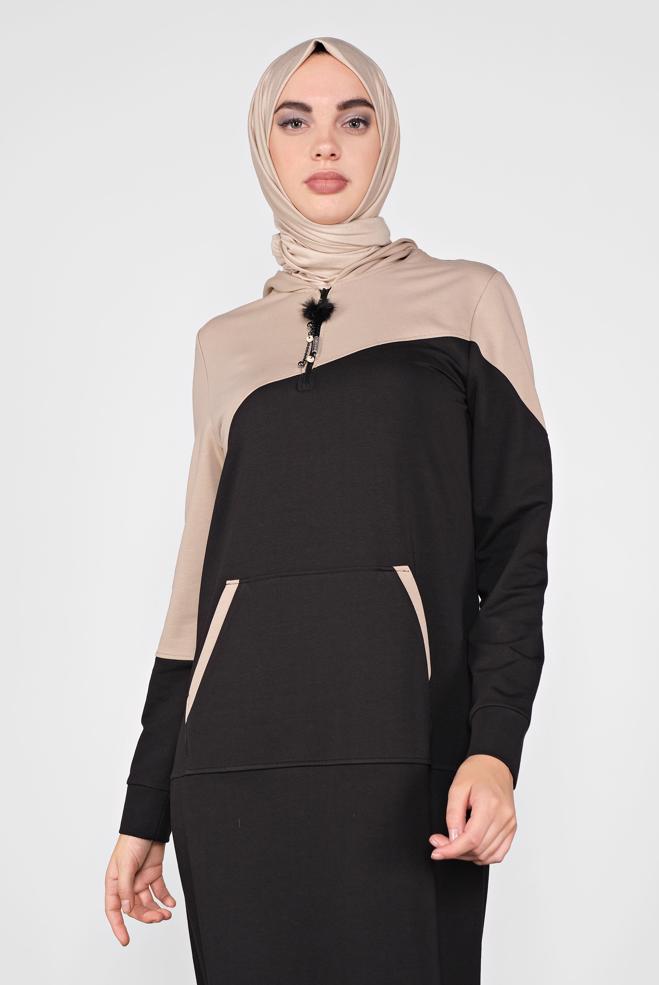 Vêtements hijab NOIR ROBE EN SPORT À CAPUCHE 41158 - ALVİNA