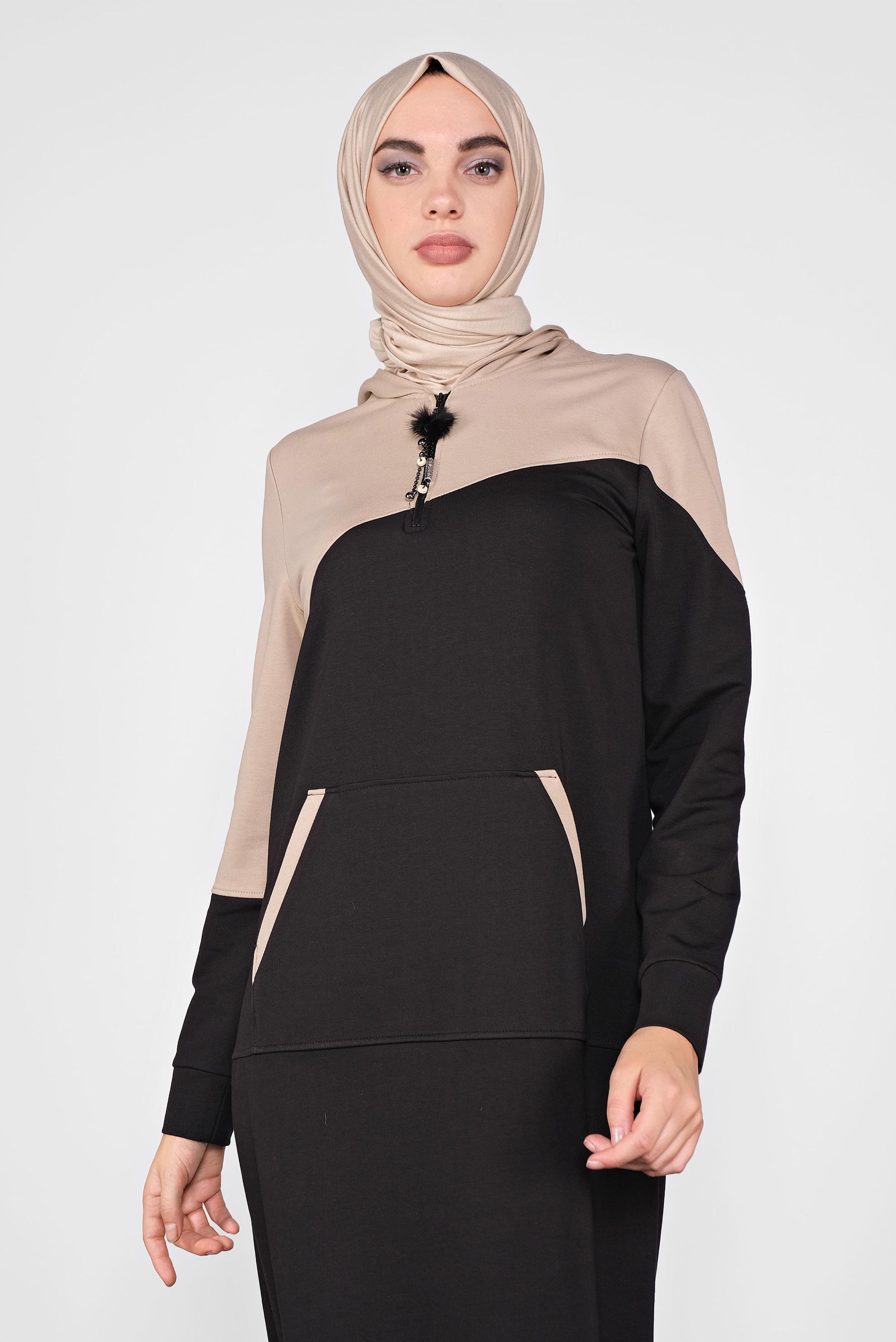 Vêtements hijab NOIR ROBE EN SPORT À CAPUCHE 41158