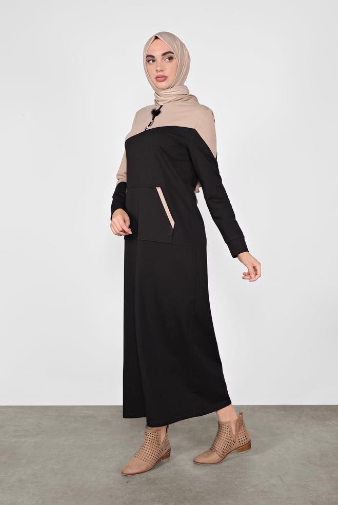 Vêtements hijab NOIR ROBE EN SPORT À CAPUCHE 41158 - ALVİNA