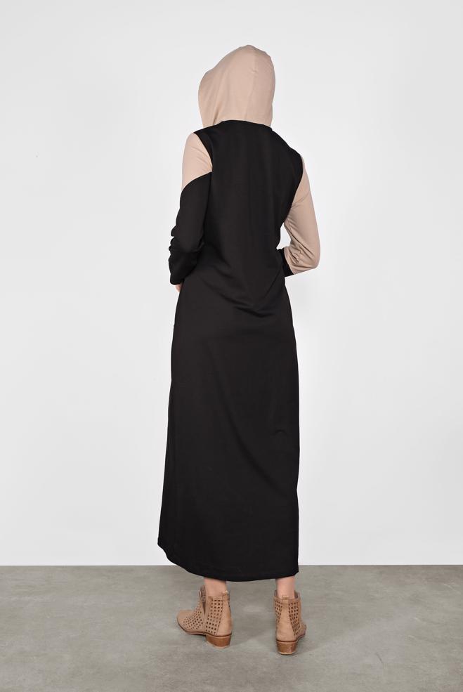 Vêtements hijab NOIR ROBE EN SPORT À CAPUCHE 41158 - ALVİNA