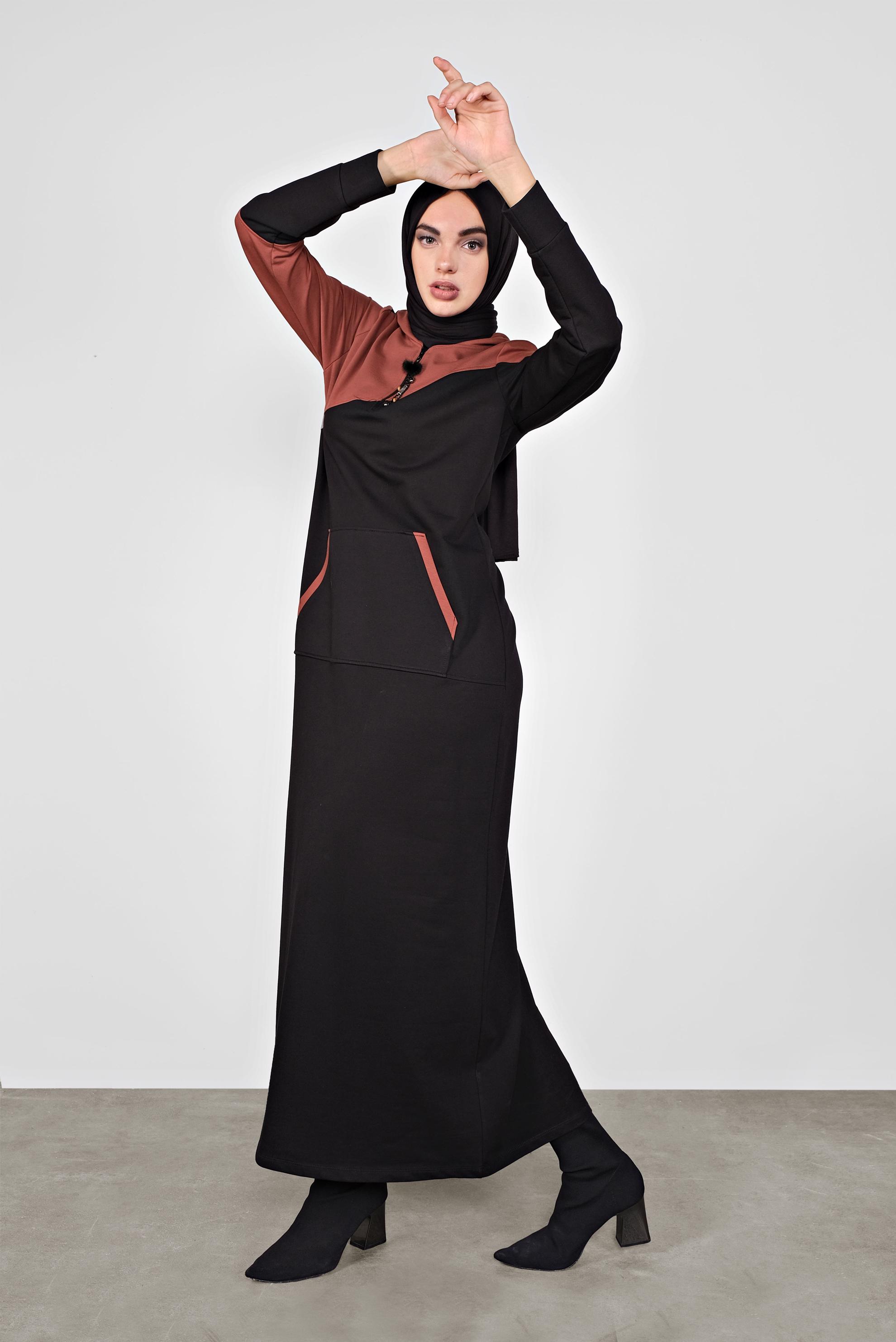 Vêtements hijab NOIR ROBE EN SPORT À CAPUCHE 41158