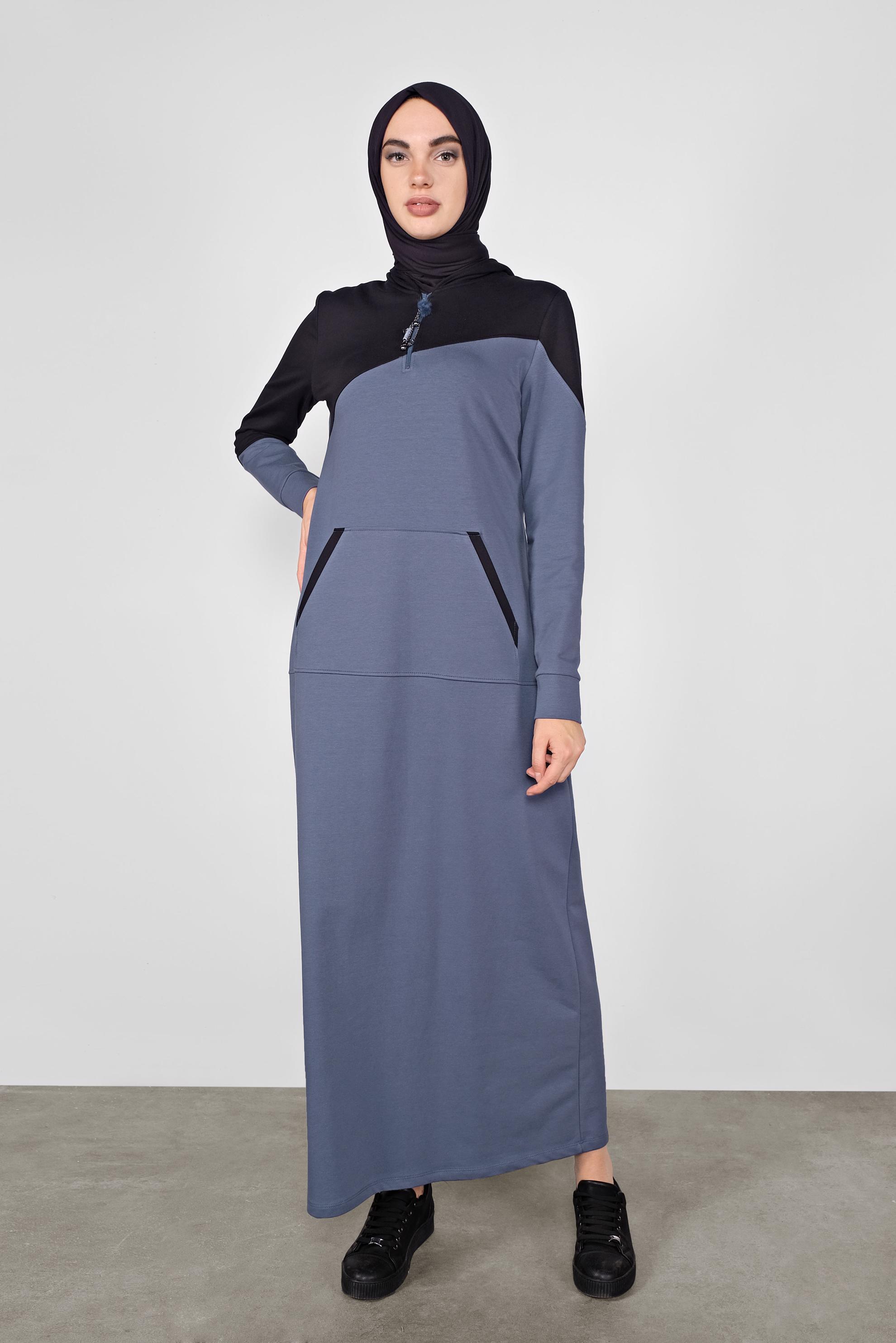 Vêtements hijab BLEU MARINE ROBE EN SPORT À CAPUCHE 41158