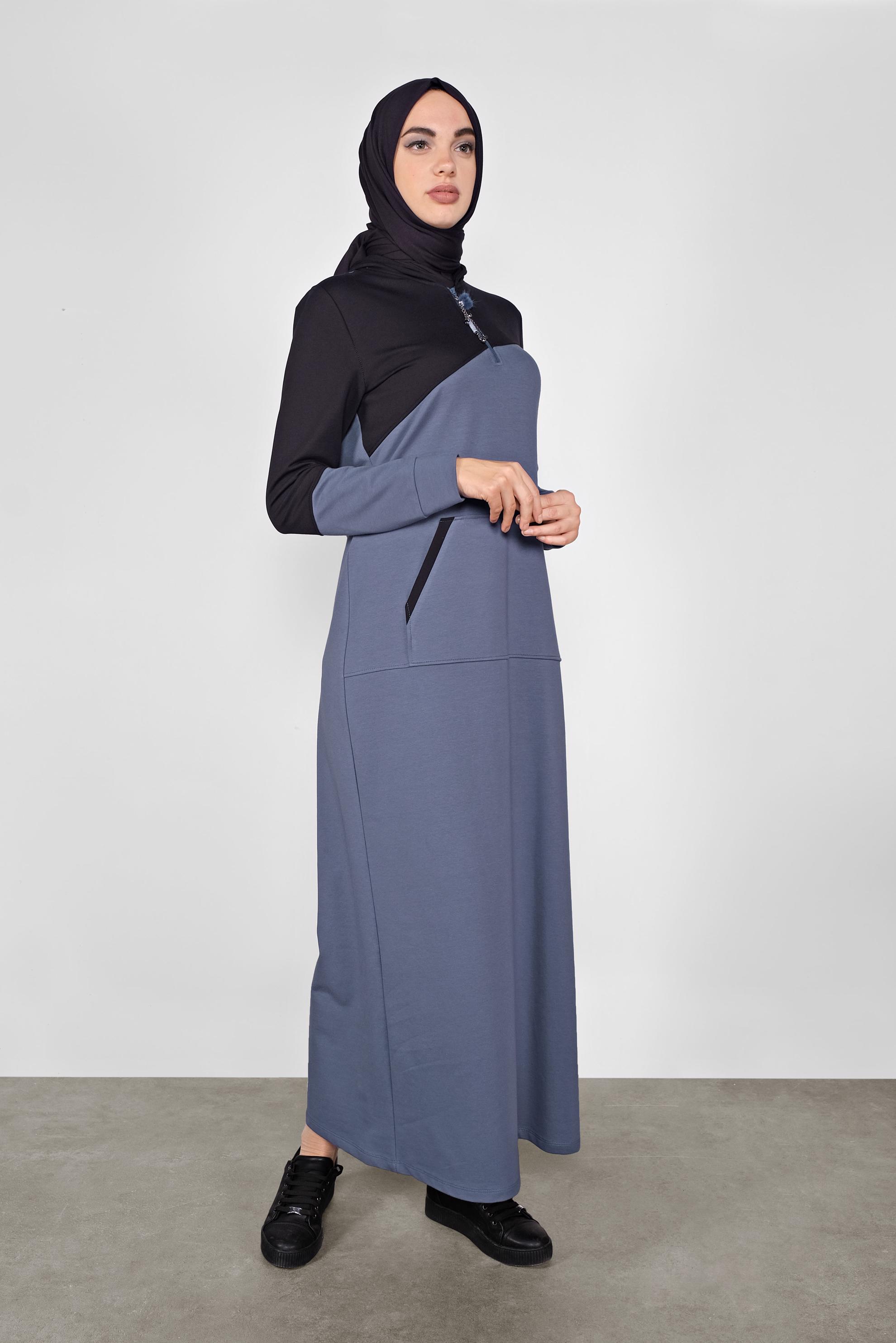 Vêtements hijab BLEU MARINE ROBE EN SPORT À CAPUCHE 41158