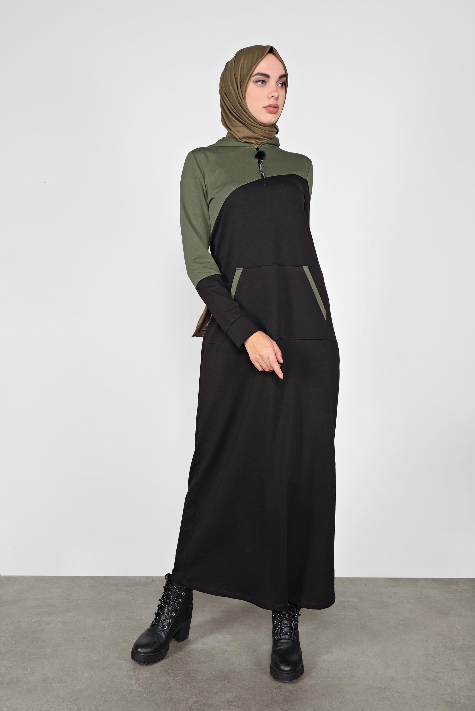 Vêtements hijab NOIR ROBE EN SPORT À CAPUCHE 41158