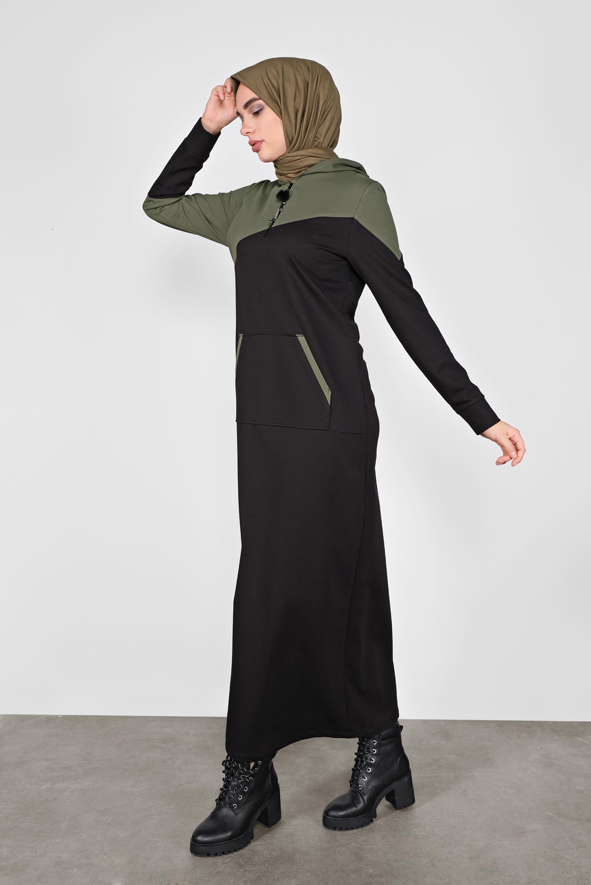 Vêtements hijab NOIR ROBE EN SPORT À CAPUCHE 41158