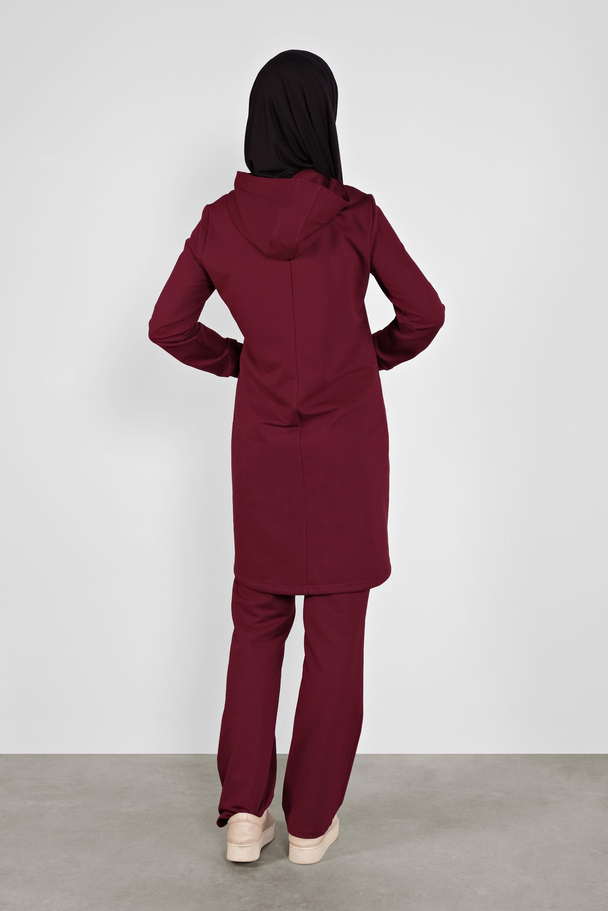 Tesettür giyim BORDO BASKILI EŞOFMAN TAKIMI 41168 