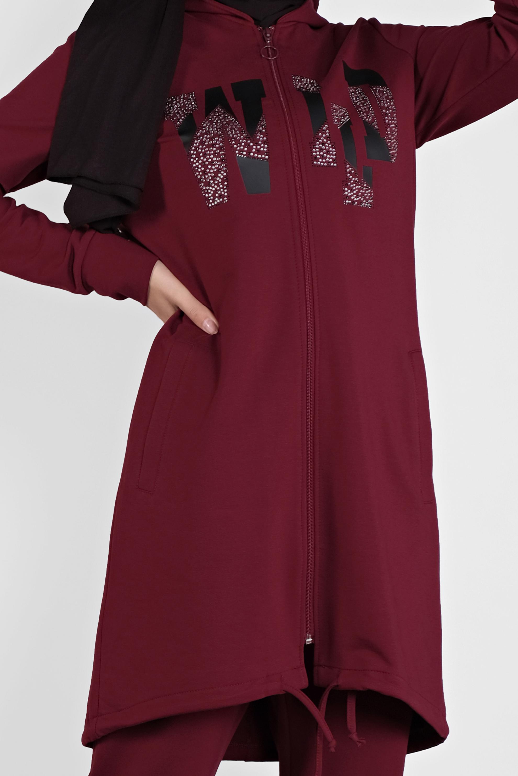 Tesettür giyim BORDO BASKILI EŞOFMAN TAKIMI 41168 