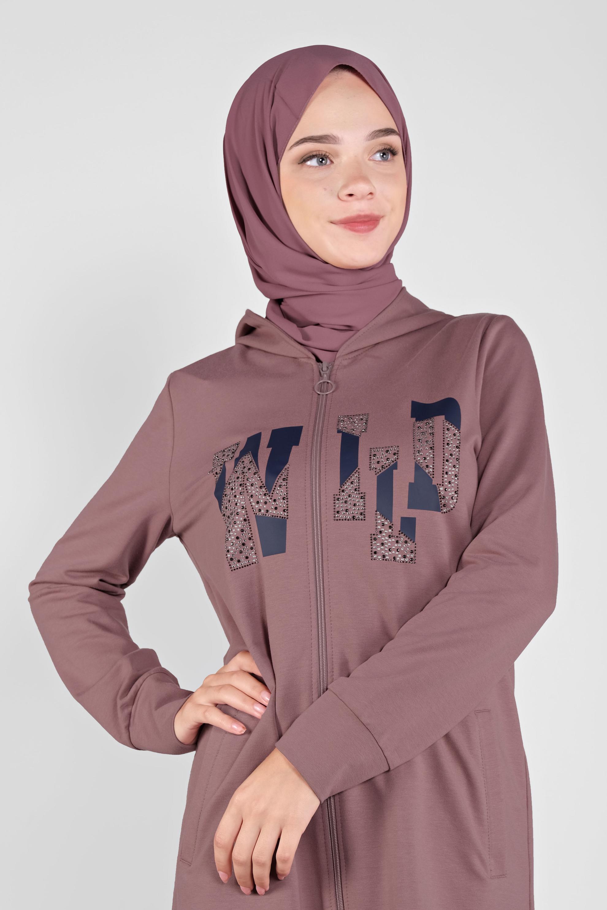 Tesettür giyim PEMBE BASKILI EŞOFMAN TAKIMI 41168 